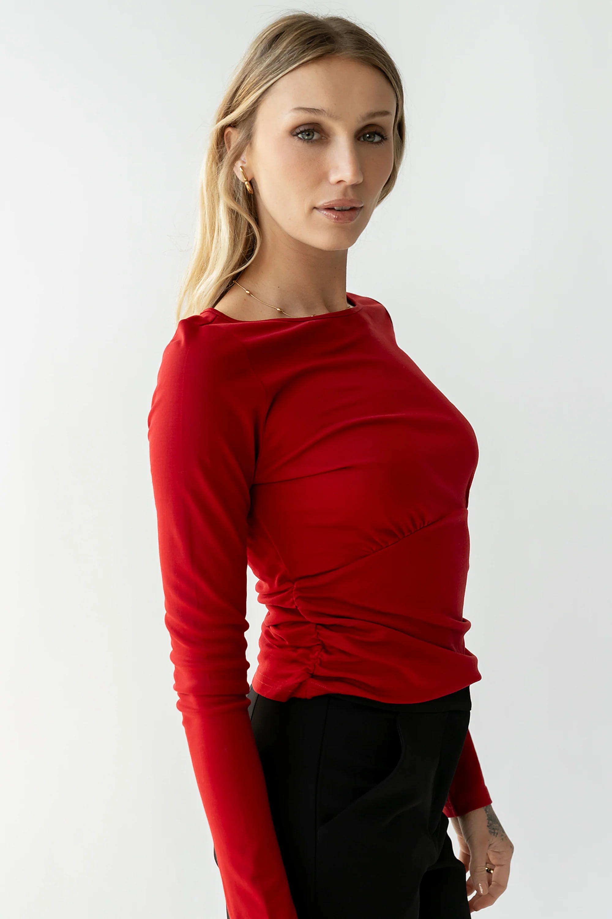 Selena Ruched Top in Red - FINAL SALE - Image 4