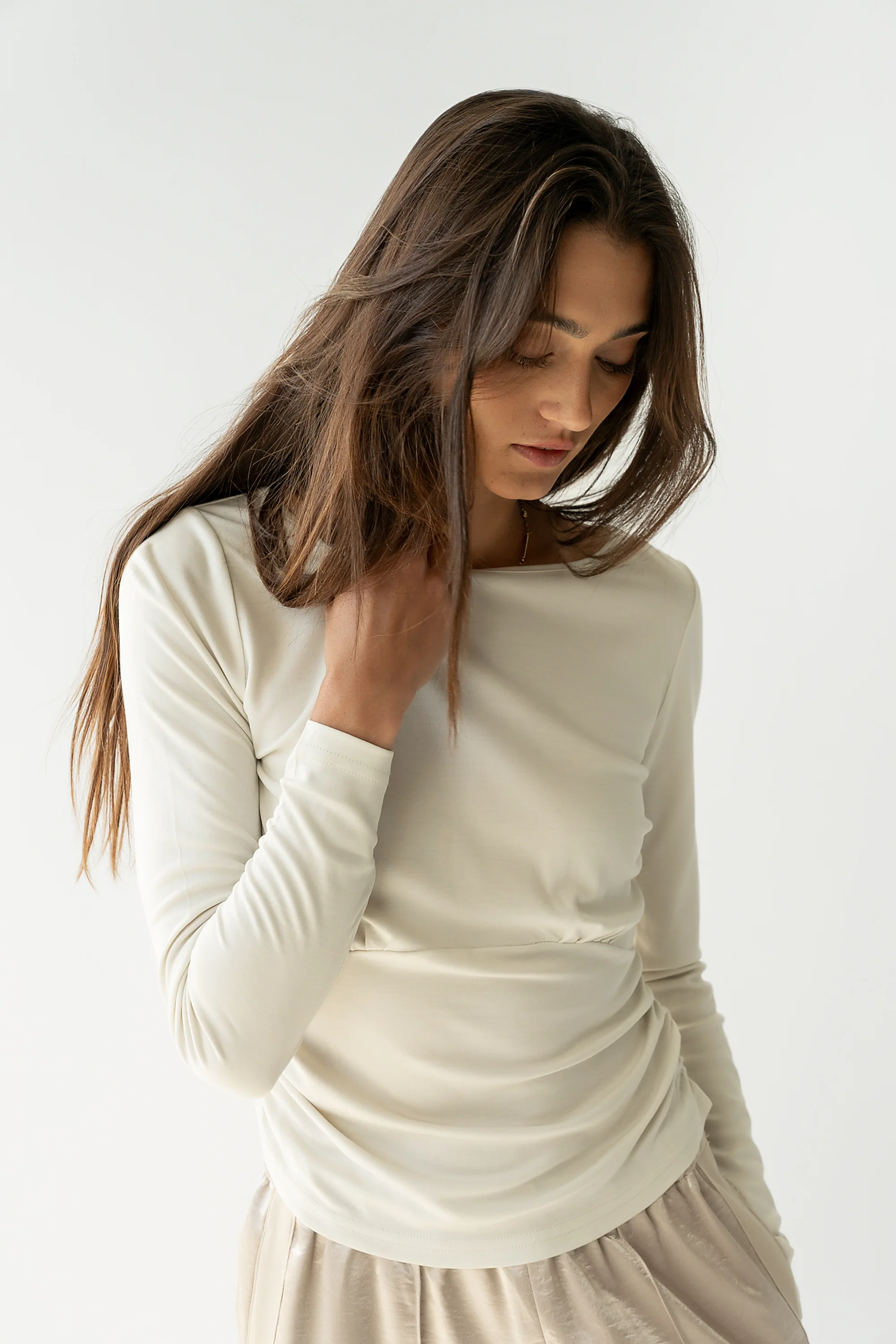 Selena Ruched Top in Bone - FINAL SALE - Image 4