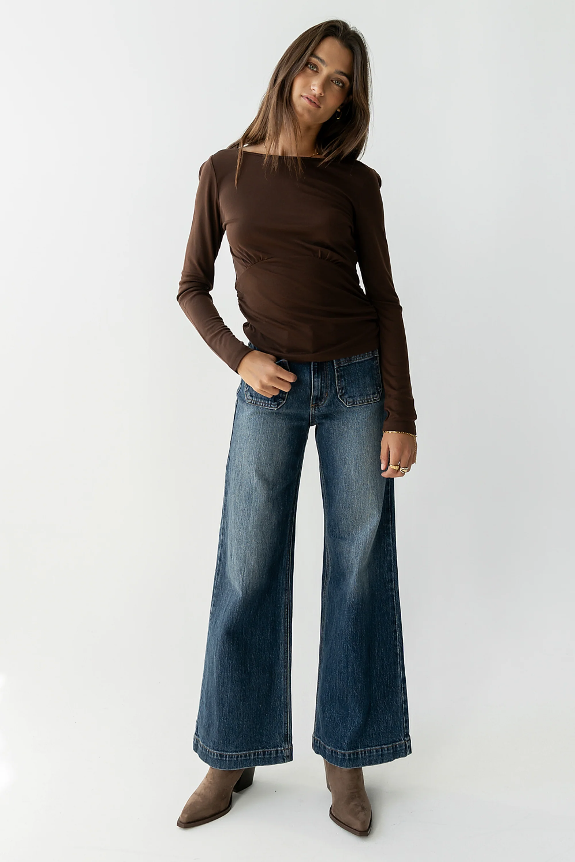 Selena Ruched Top in Brown - FINAL SALE - Image 3