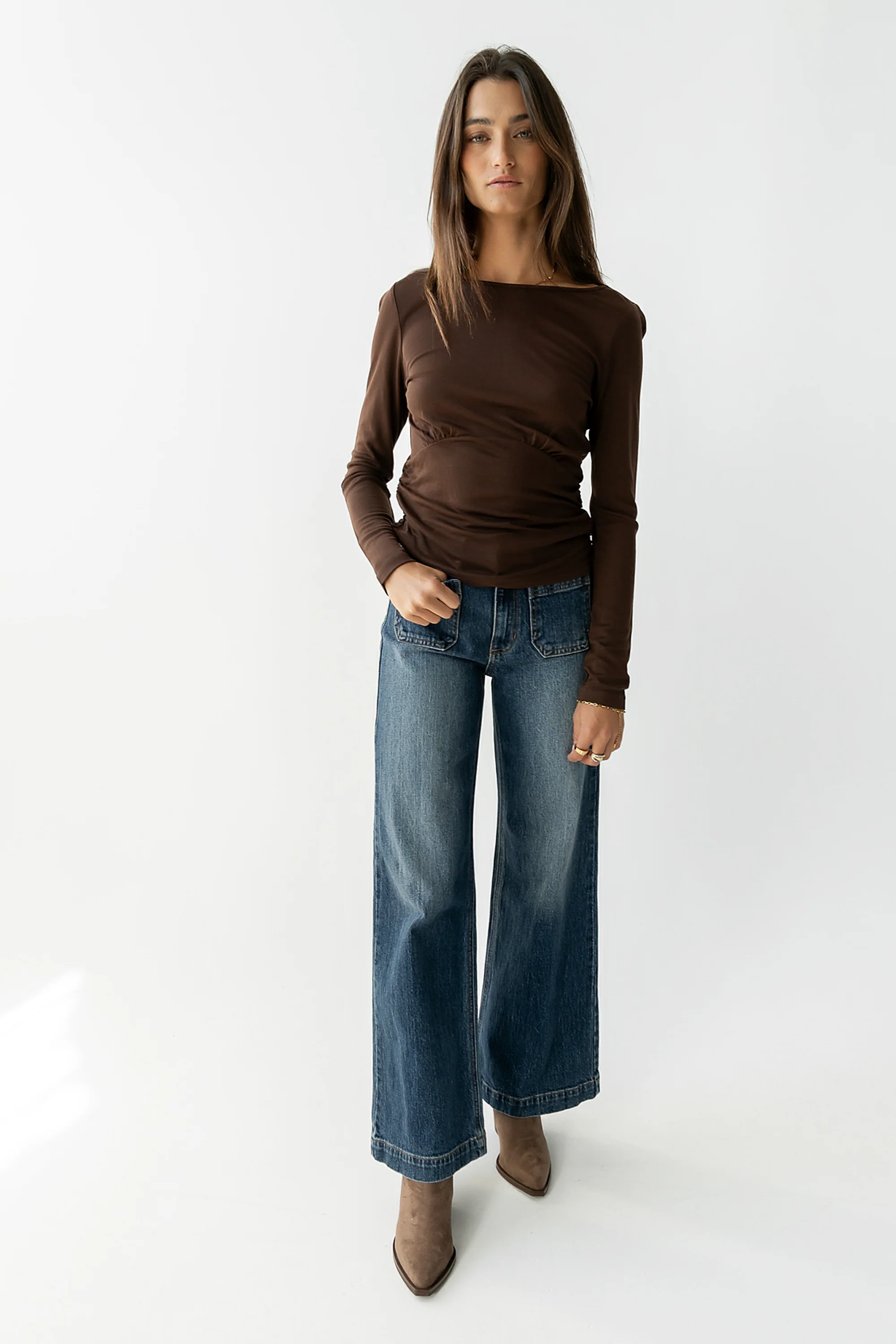 Selena Ruched Top in Brown - FINAL SALE - Image 7