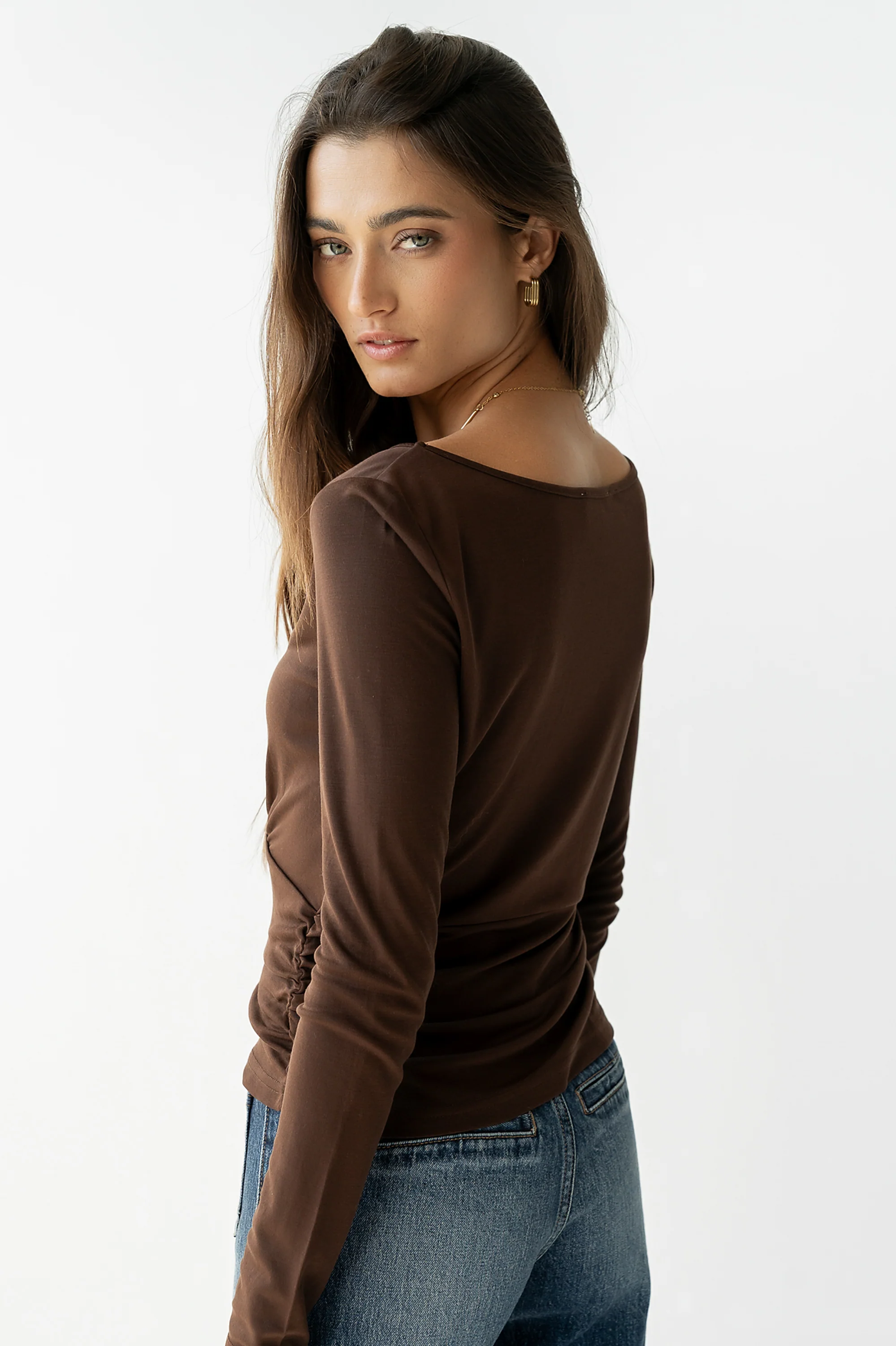Selena Ruched Top in Brown - FINAL SALE - Image 8