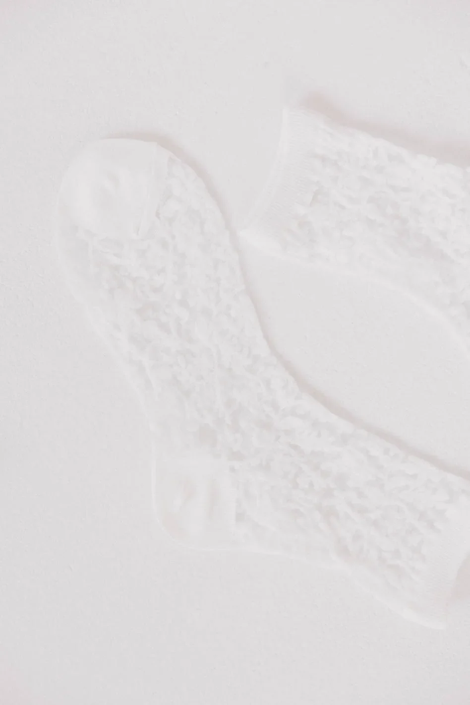 Semi Sheer Floral Socks in White - Image 2