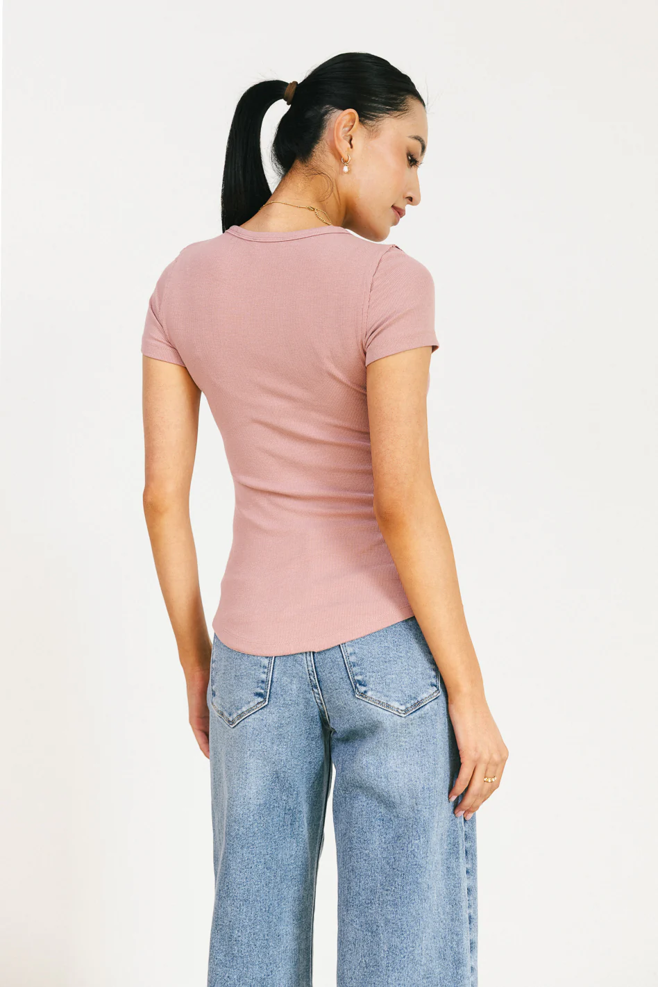 Serena Henley Top in Mauve - FINAL SALE - Image 2