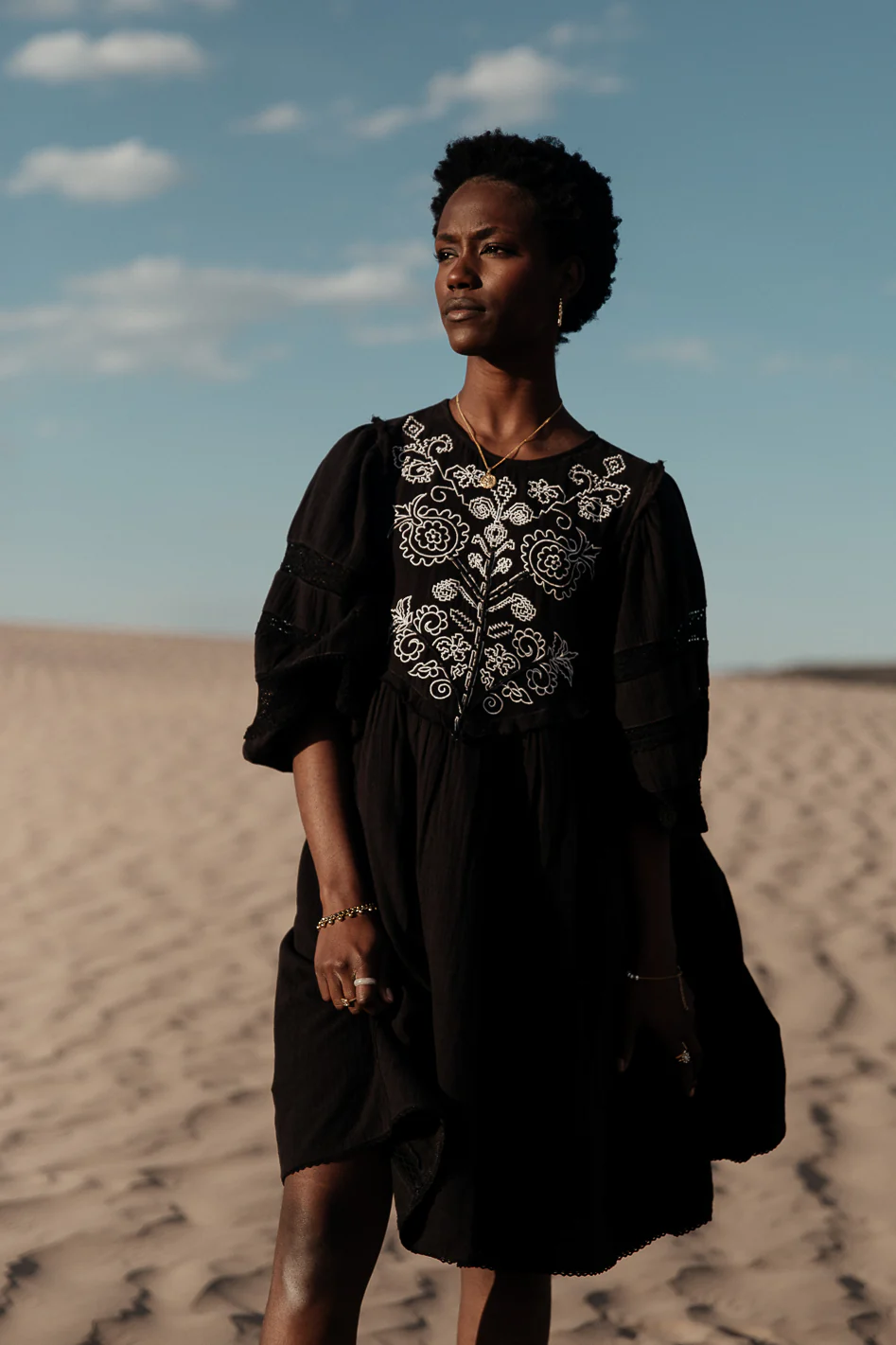 Serendipity Embroidered Midi Dress in Black - FINAL SALE - Image 4