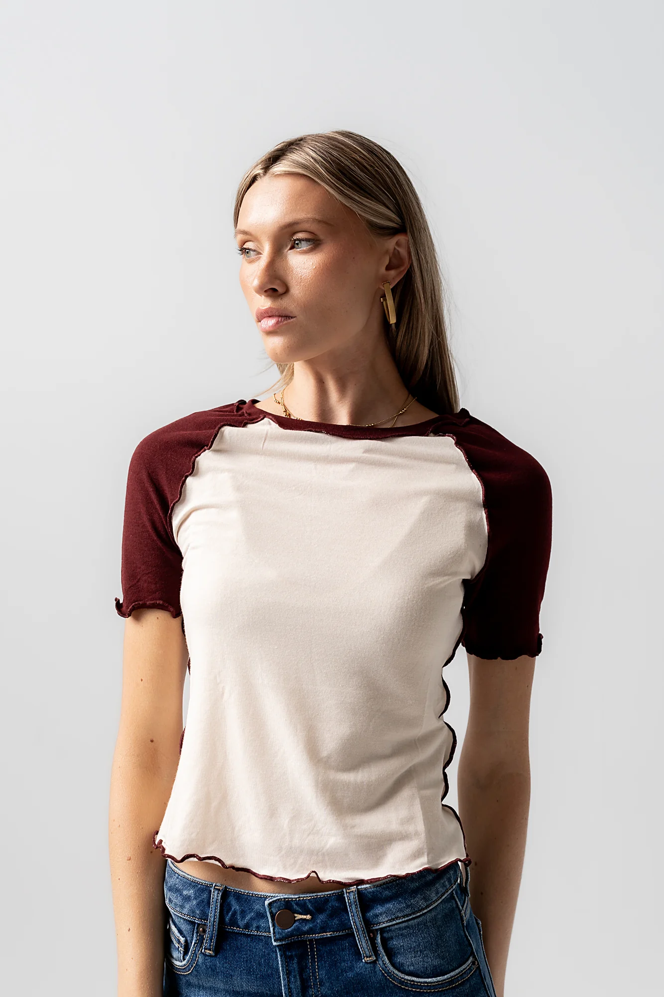 Serra Contrast Top in Burgundy - FINAL SALE - Image 8