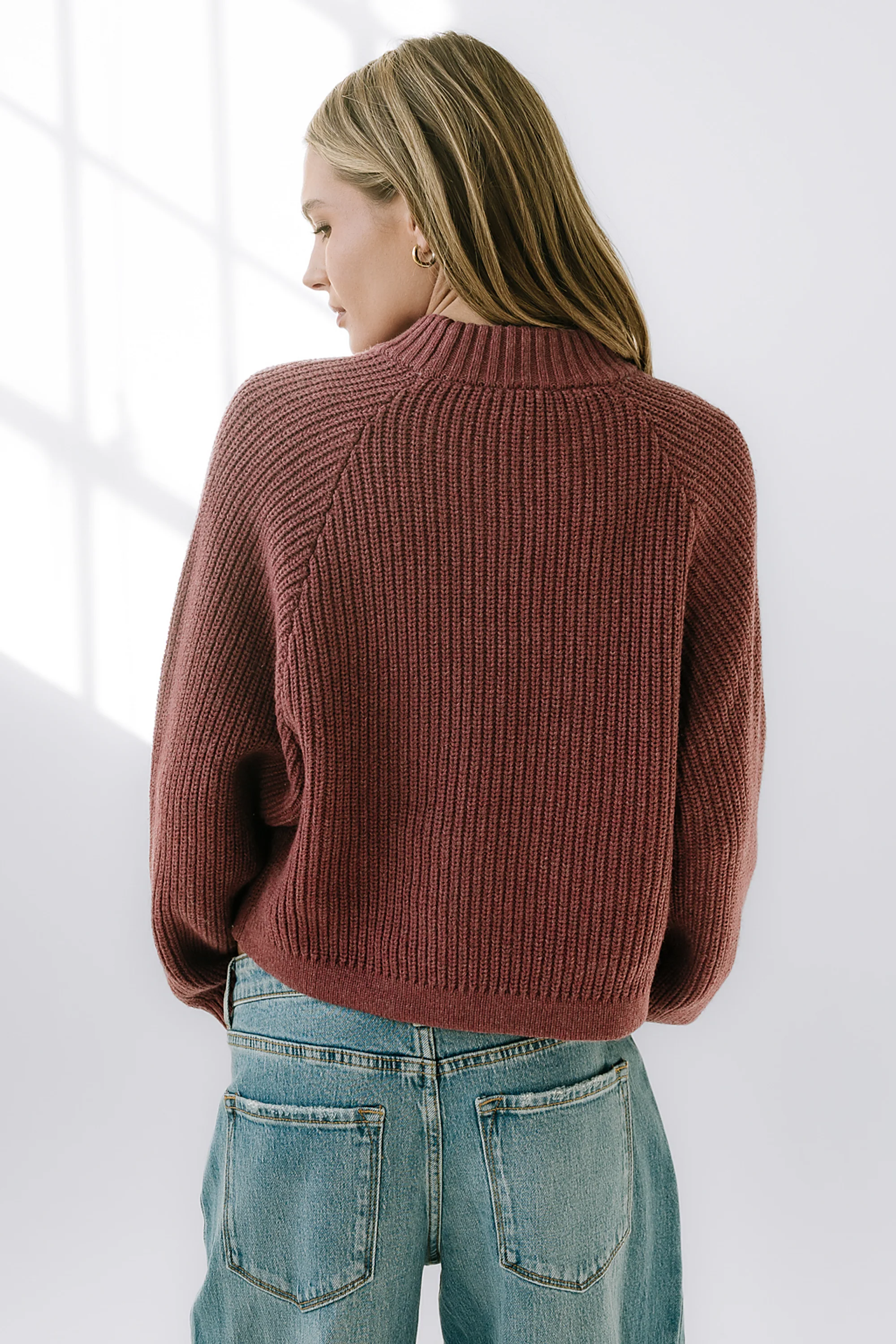 Shayla Knit Sweater in Burgundy - FINAL SALE - Image 3