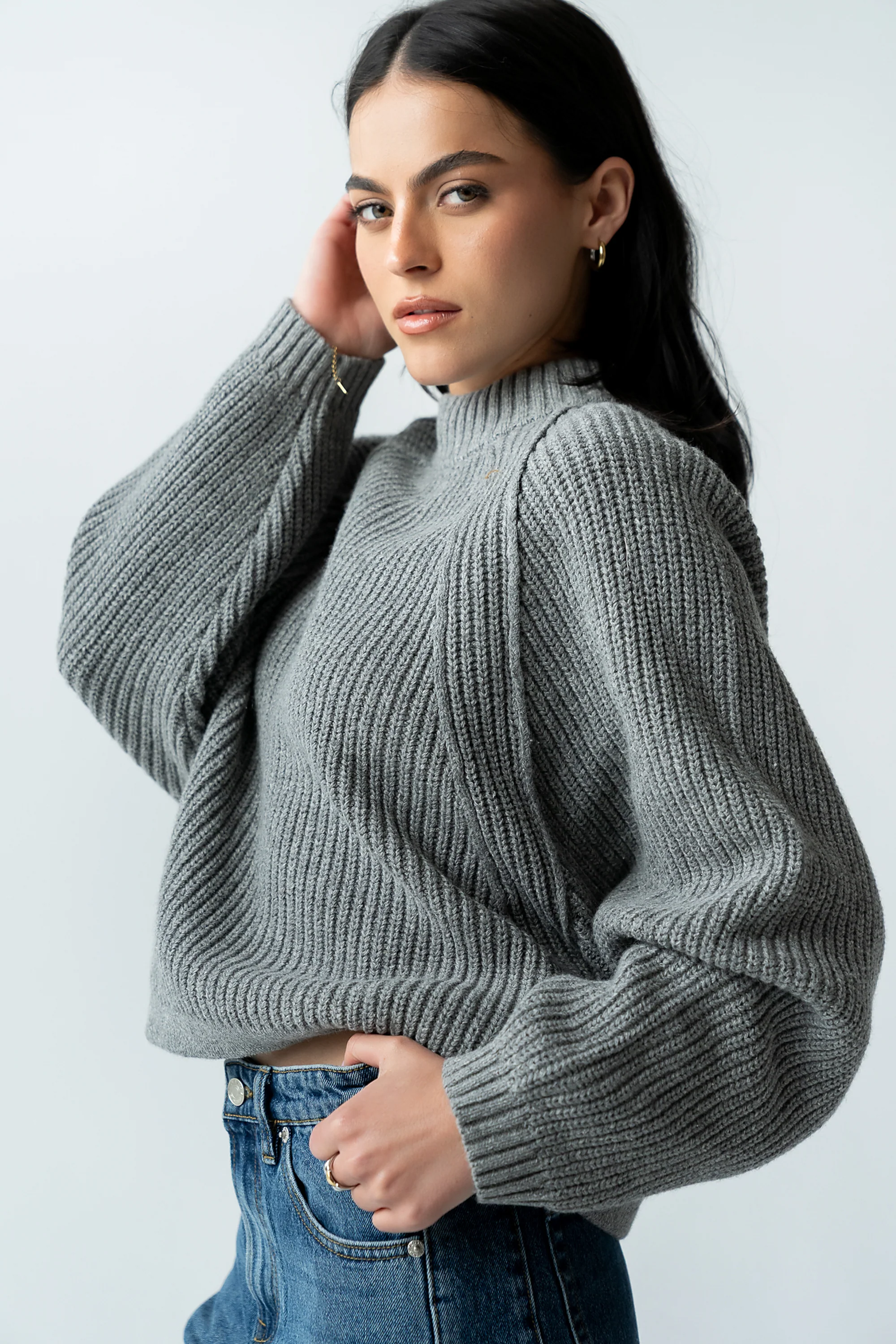 Shayla Knit Sweater in Grey - FINAL SALE - Image 3