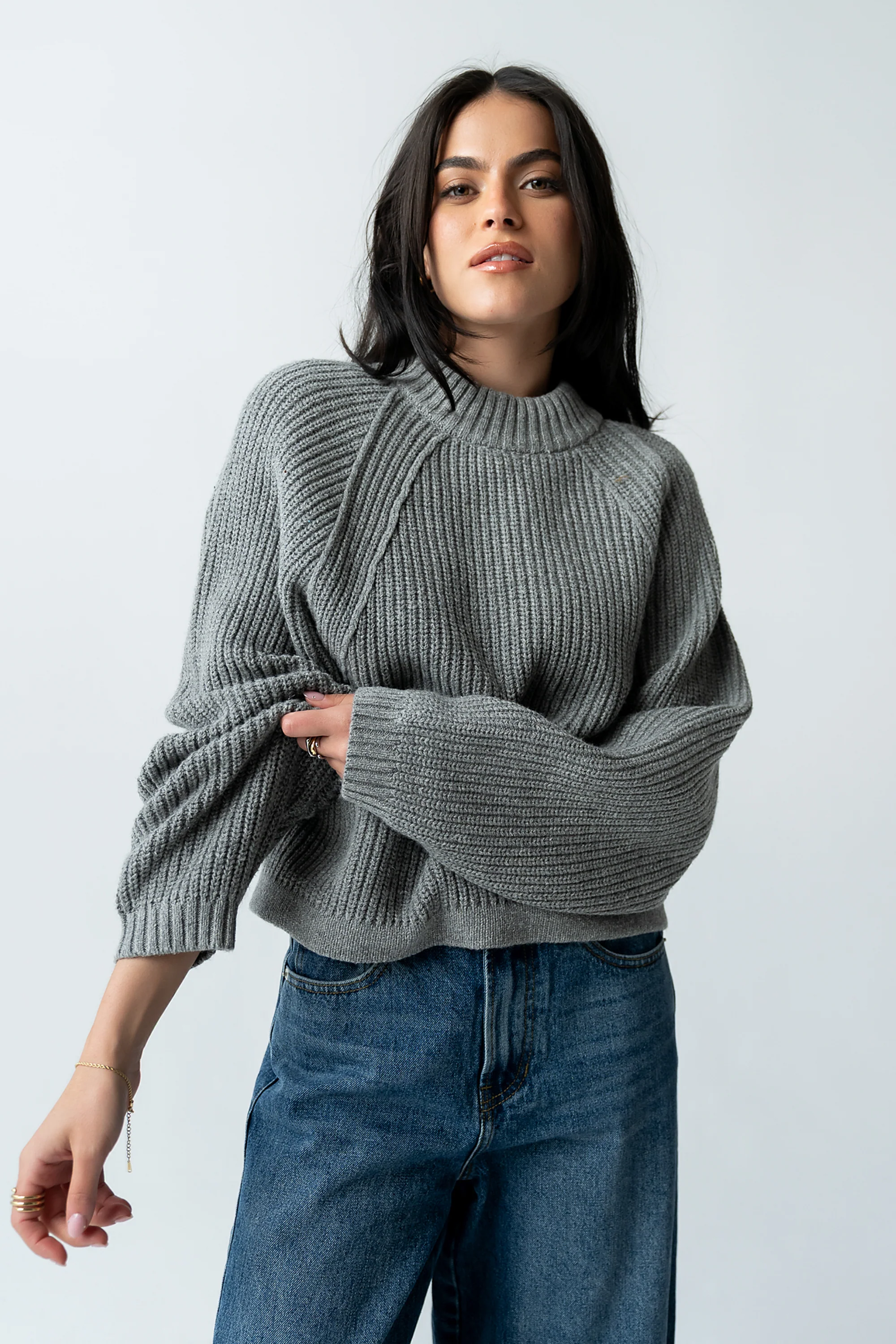 Shayla Knit Sweater in Grey - FINAL SALE - Image 4