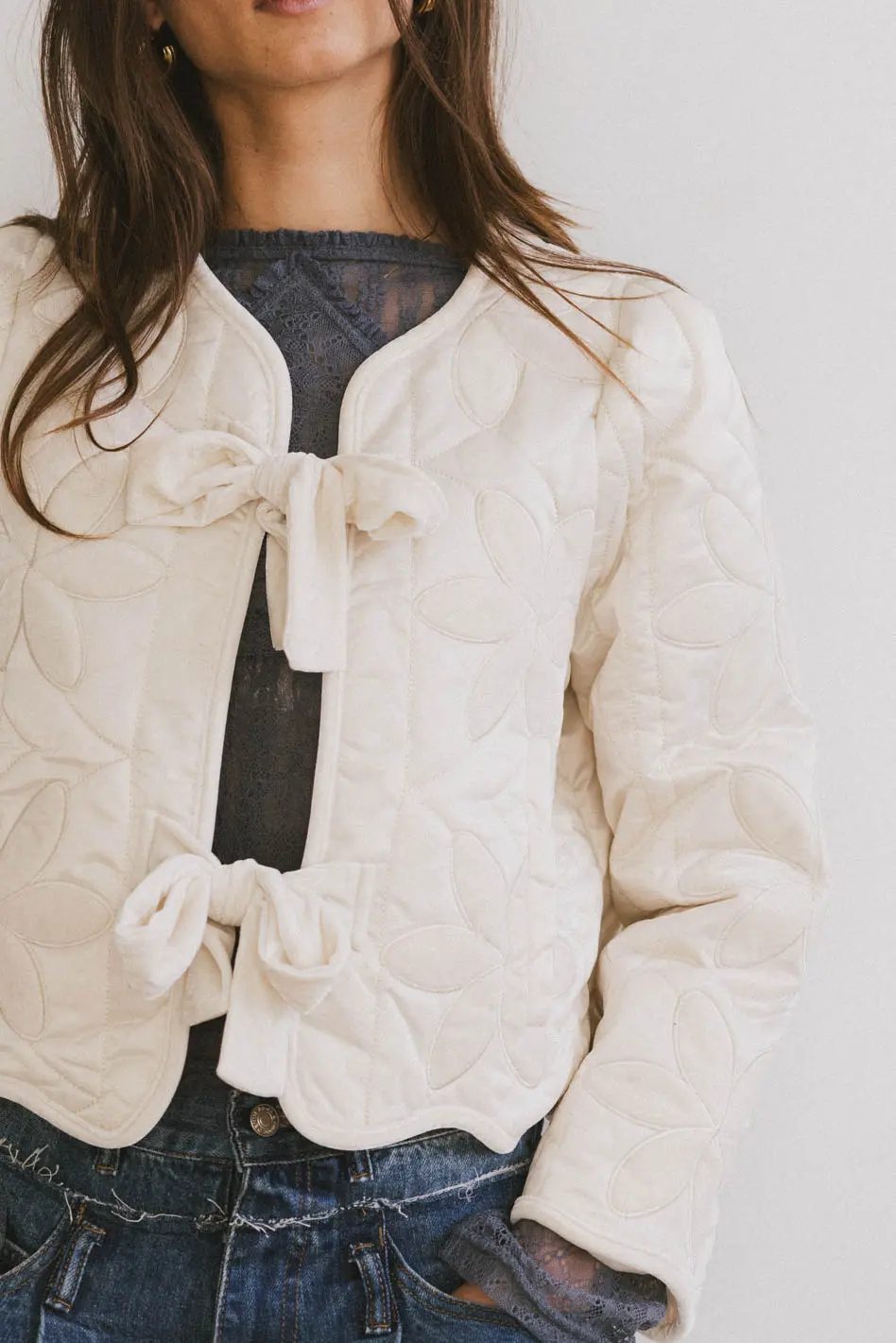 Shelly Quilted Jacket in Cream - FINAL SALE - Image 4
