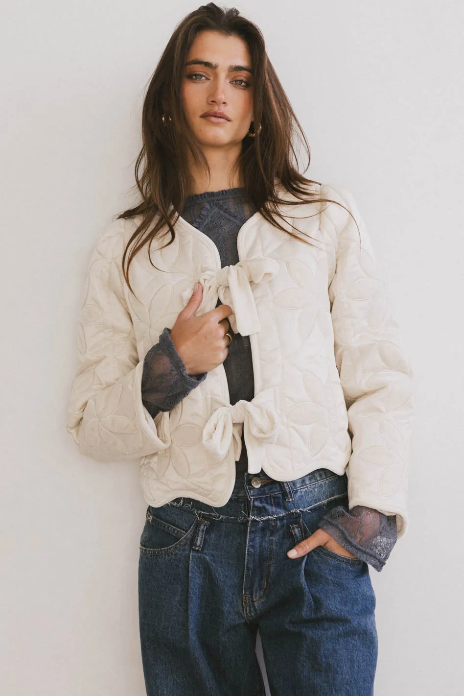 Shelly Quilted Jacket in Cream - FINAL SALE - Image 7