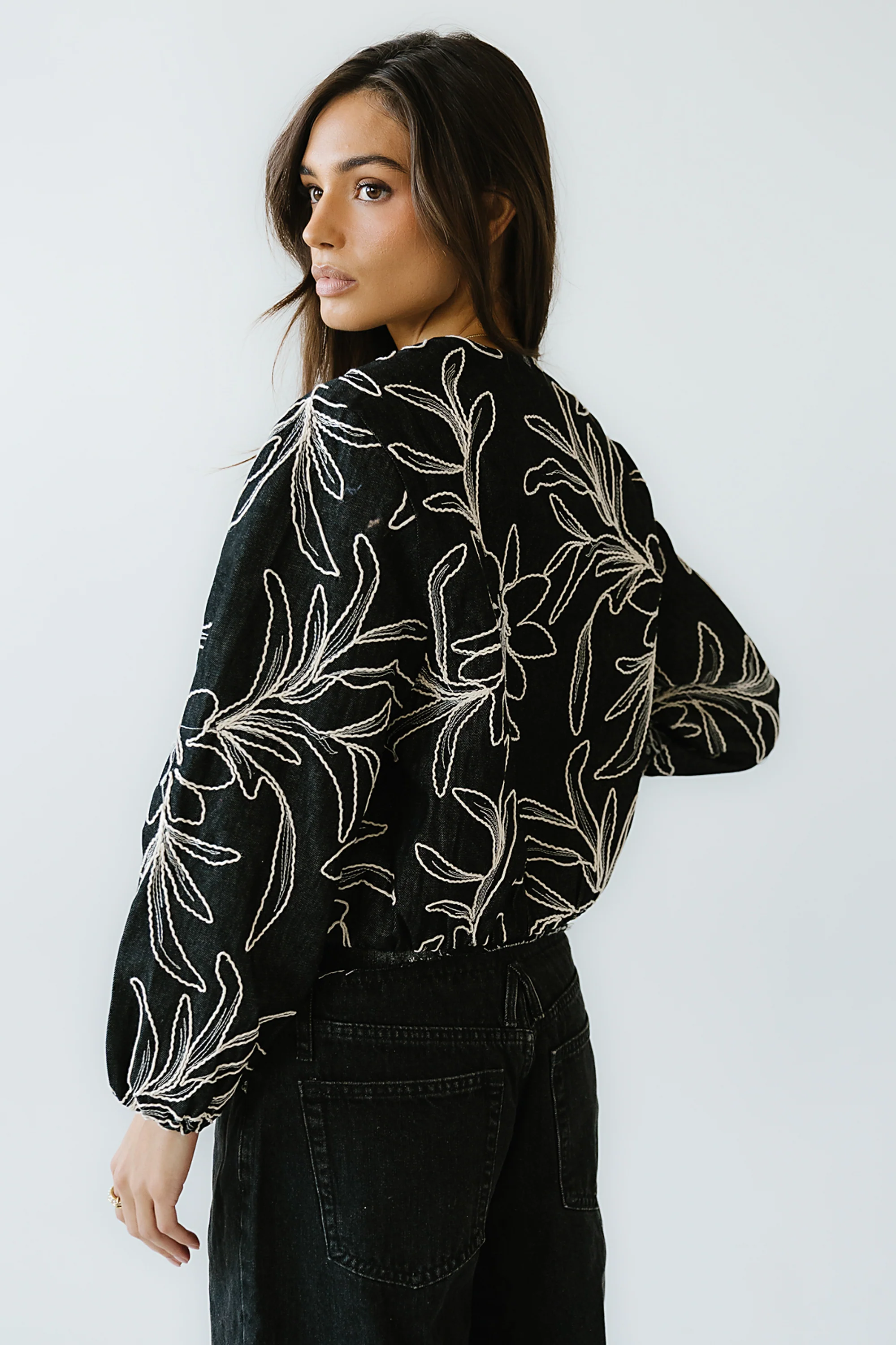 Sidney Embroidered Jacket in Faded Black - Image 4