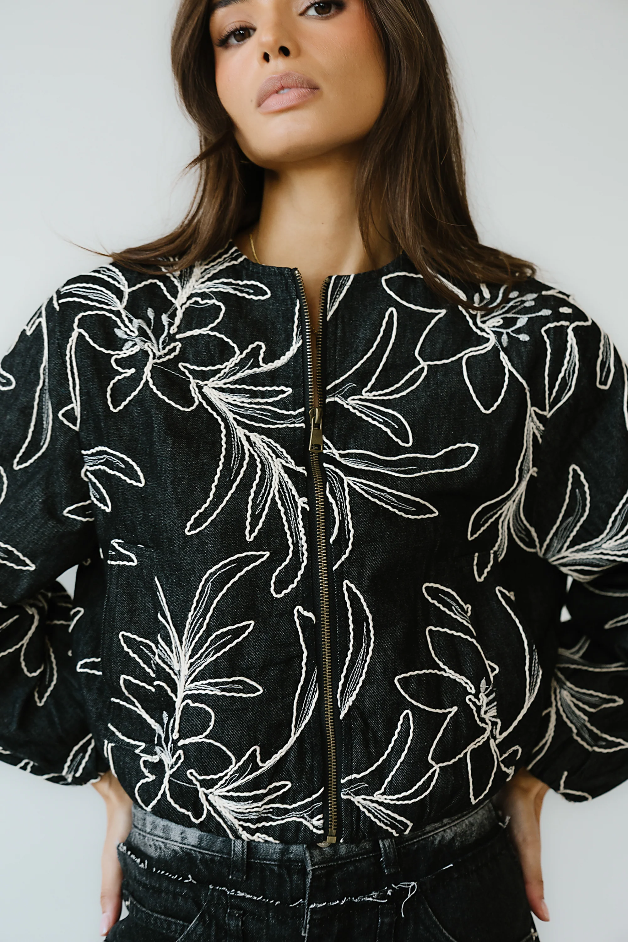 Sidney Embroidered Jacket in Faded Black - Image 5