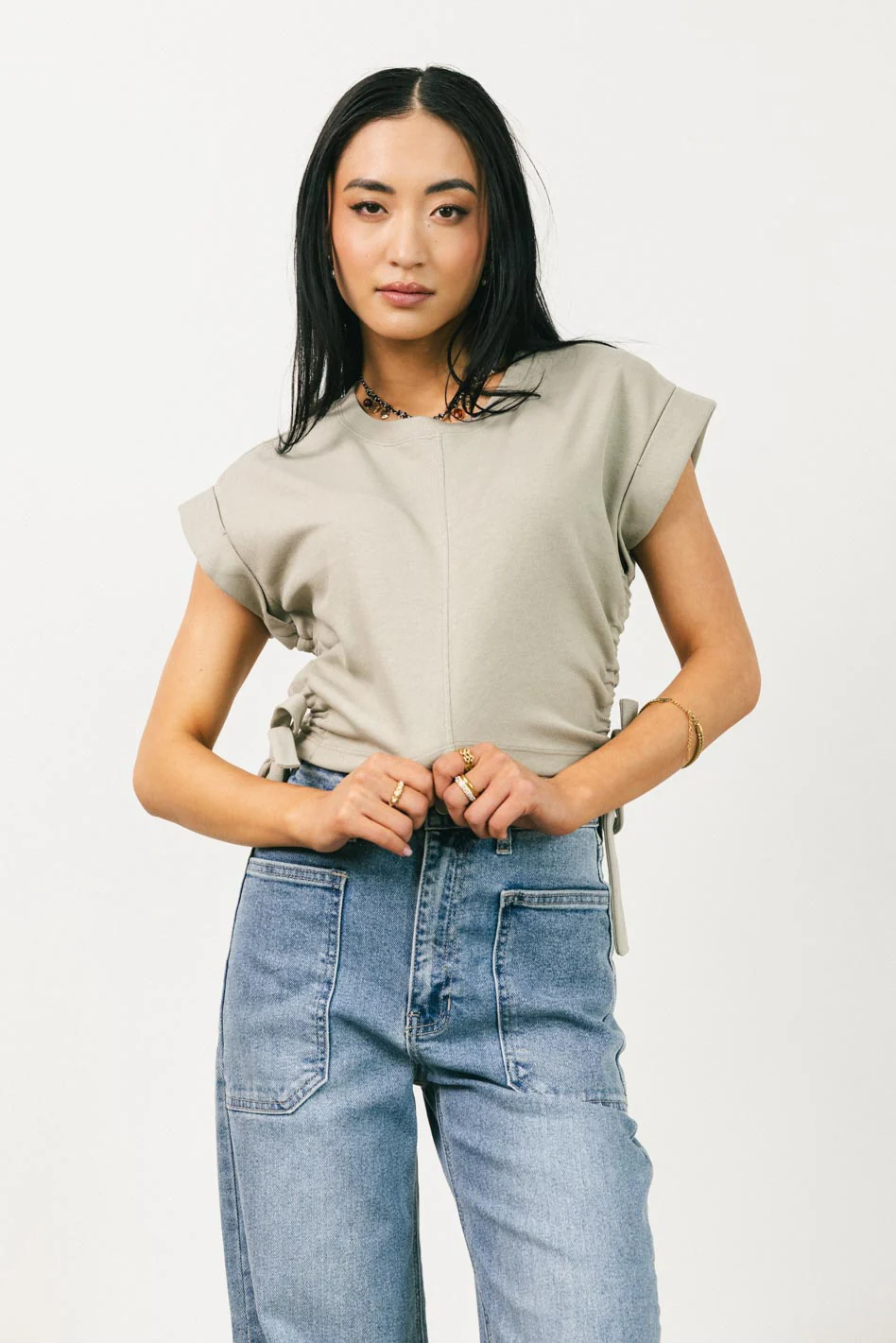Sidney Ruched Top in Olive - FINAL SALE