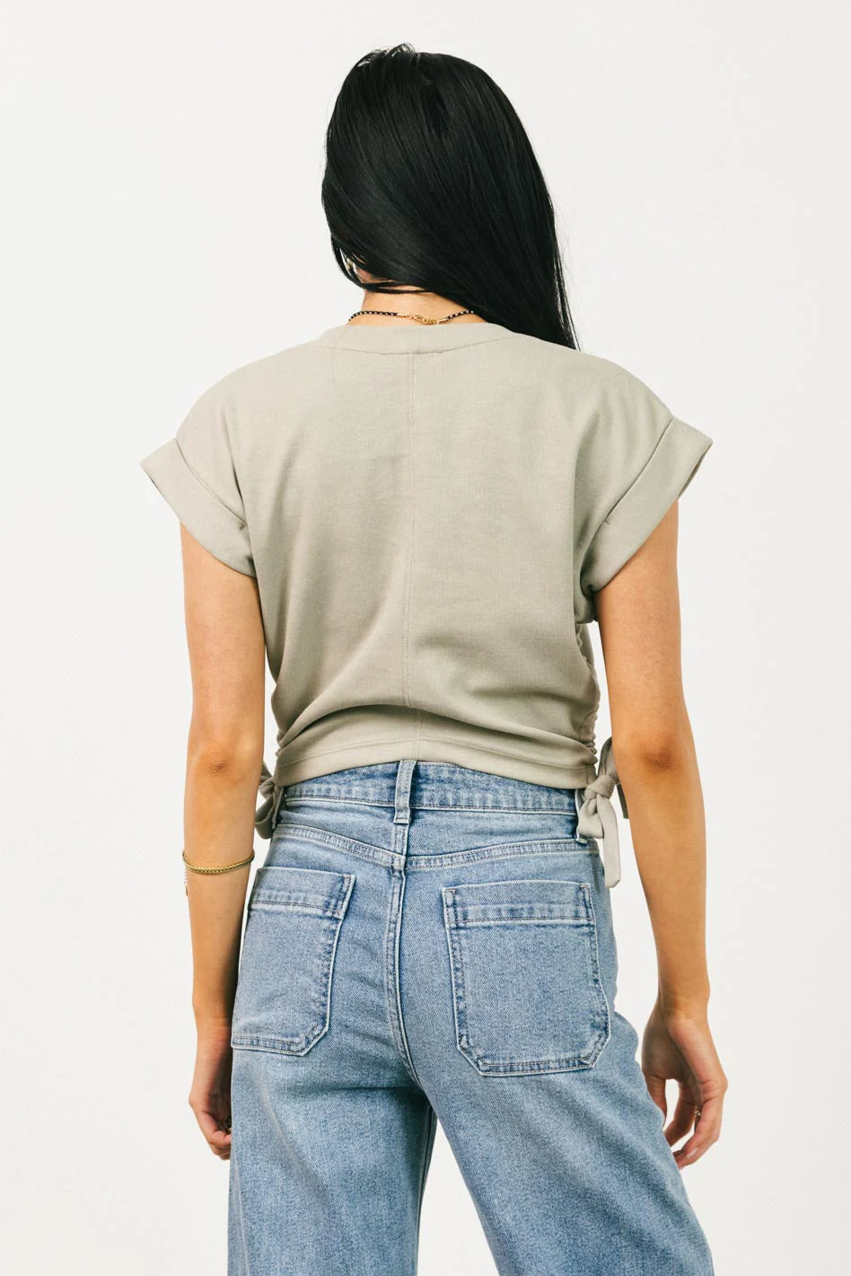 Sidney Ruched Top in Olive - FINAL SALE - Image 4