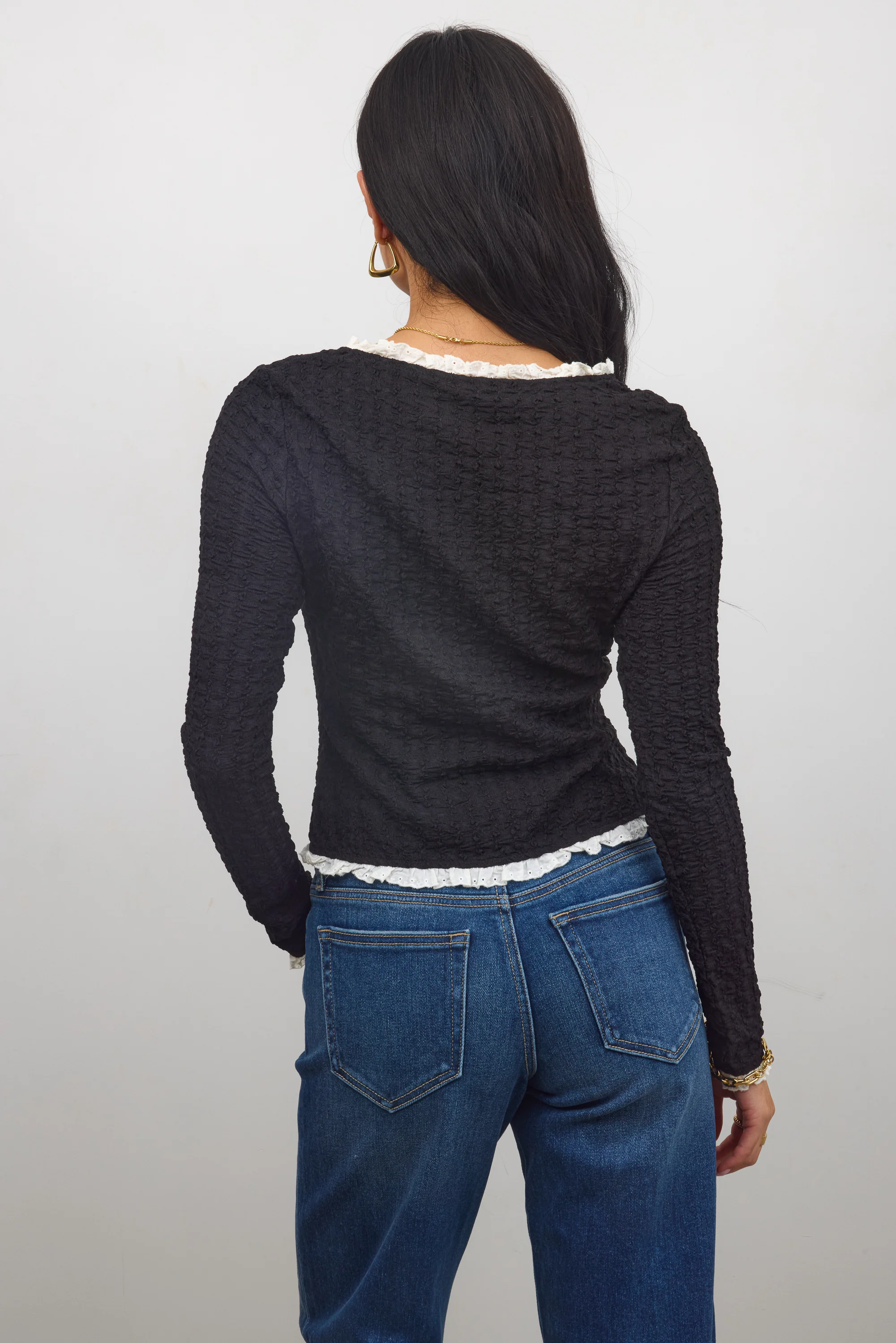 Sierra Lace Trim Blouse in Black - FINAL SALE - Image 5