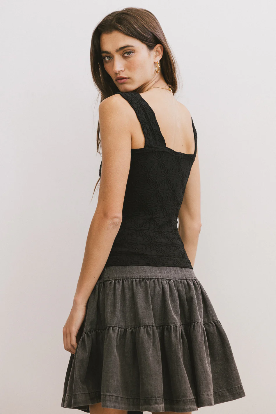 Skyler Tiered Mini Skirt in Black - FINAL SALE - Image 6