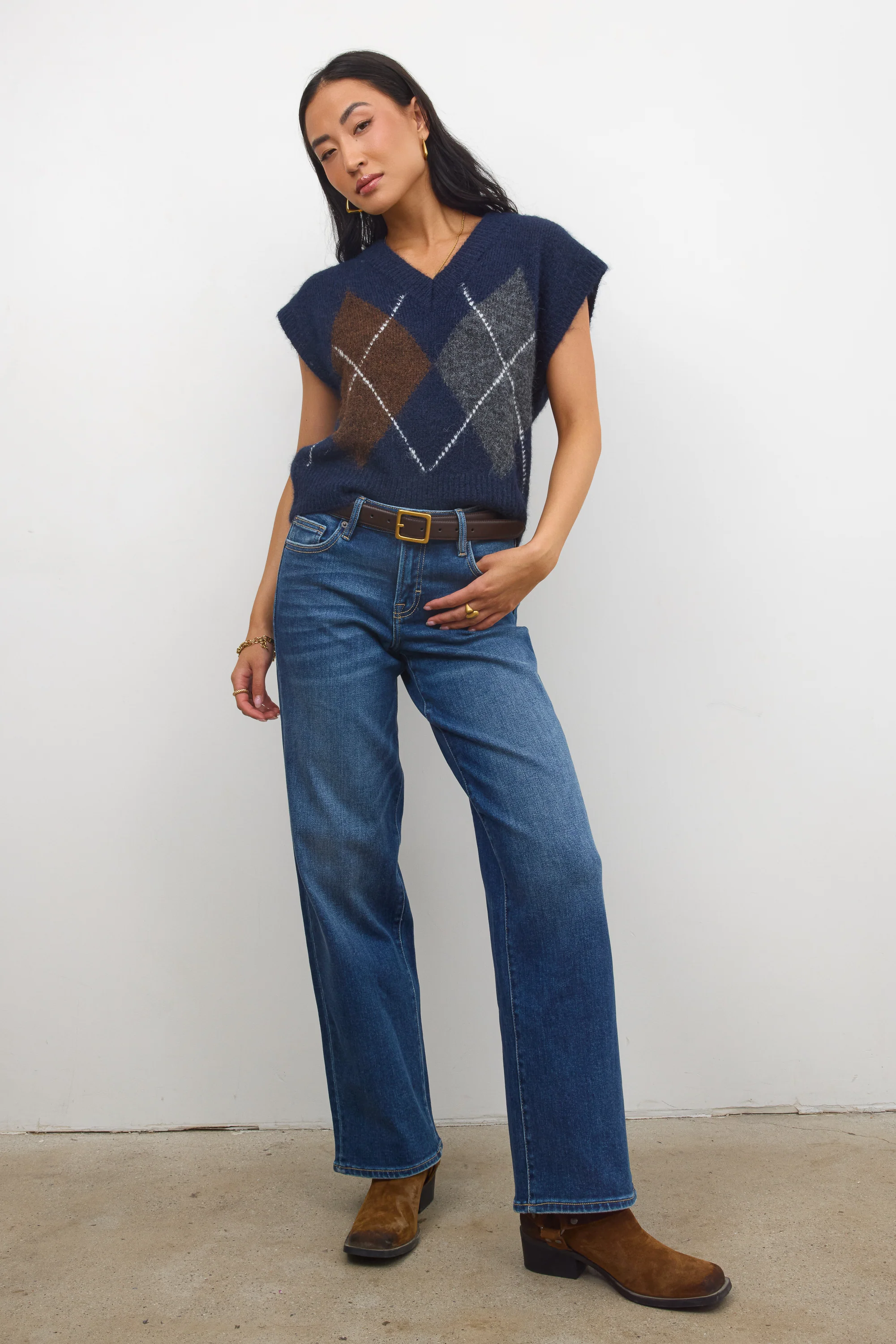 Sloane Wide Leg Jeans in Dark Wash - Image 2