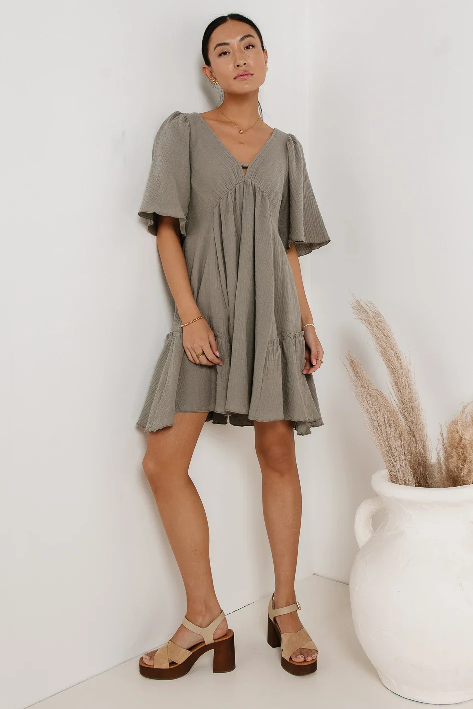 Slow It Down Mini Dress in Sage - FINAL SALE - Image 4