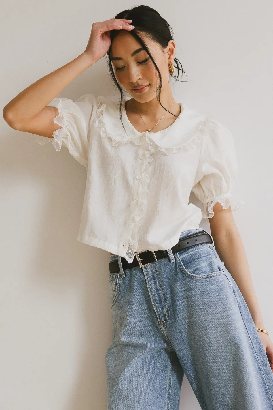 Sophia Lace Trim Blouse - Image 5