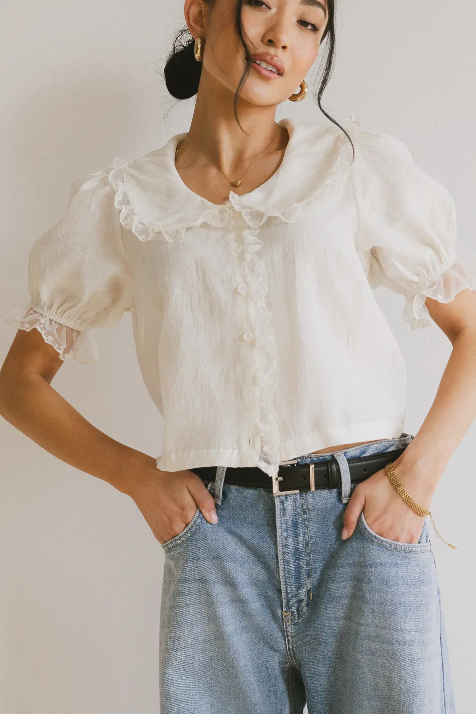 Sophia Lace Trim Blouse - Image 7
