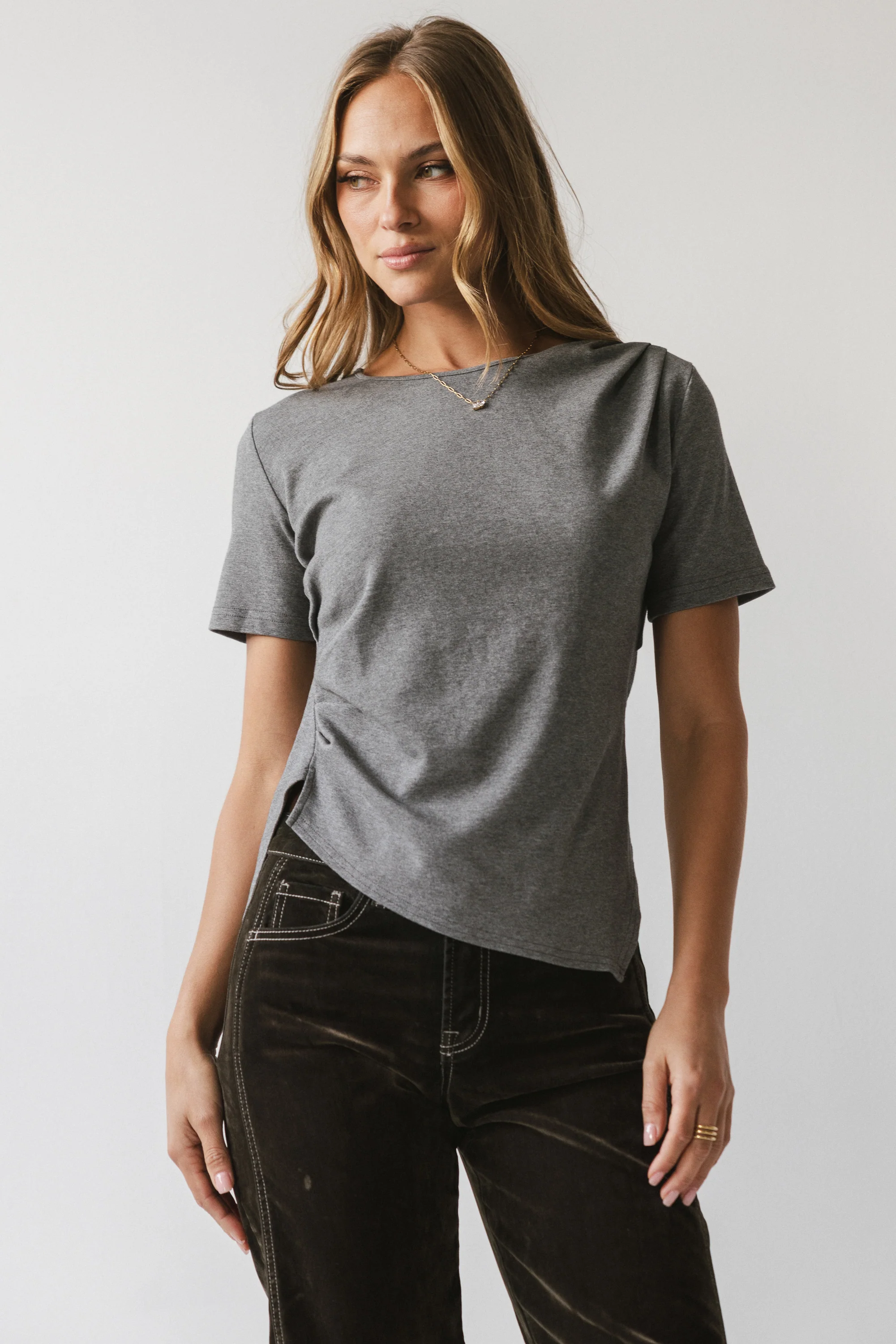 Stan Ruched Top in Grey - FINAL SALE