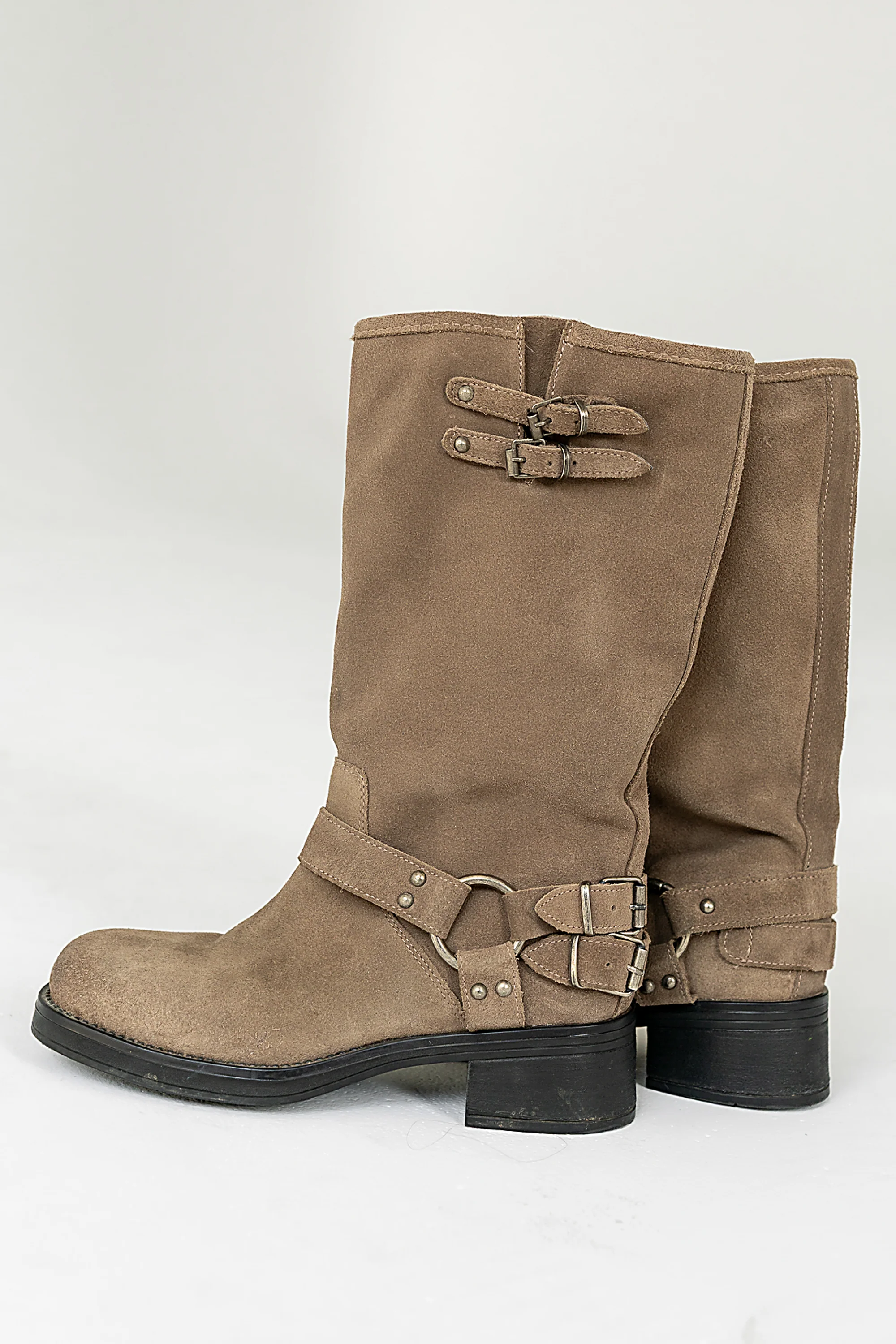 Steve Madden Astor Moto Boot in Taupe Suede - FINAL SALE - Image 2