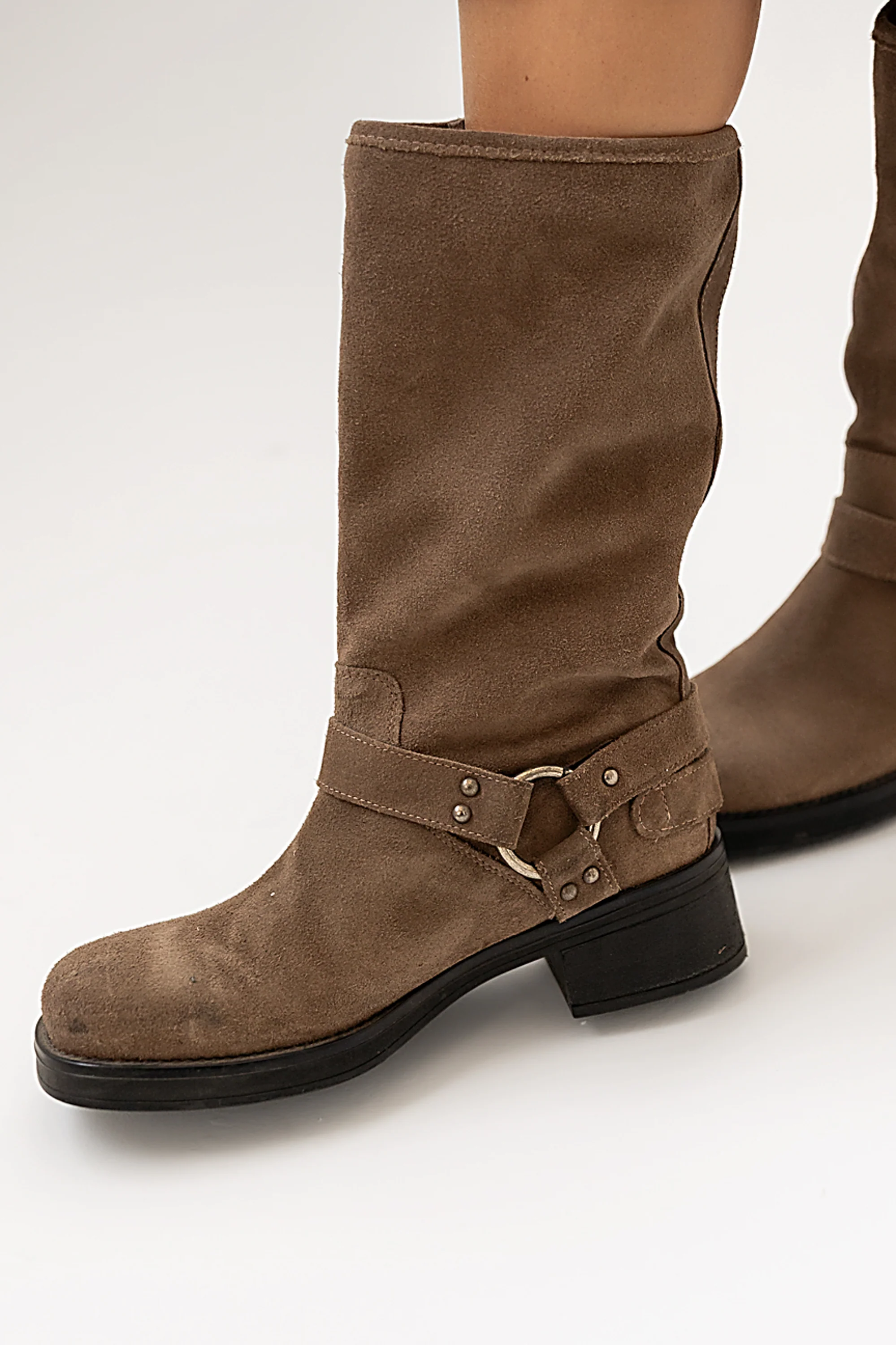 Steve Madden Astor Moto Boot in Taupe Suede - FINAL SALE - Image 3