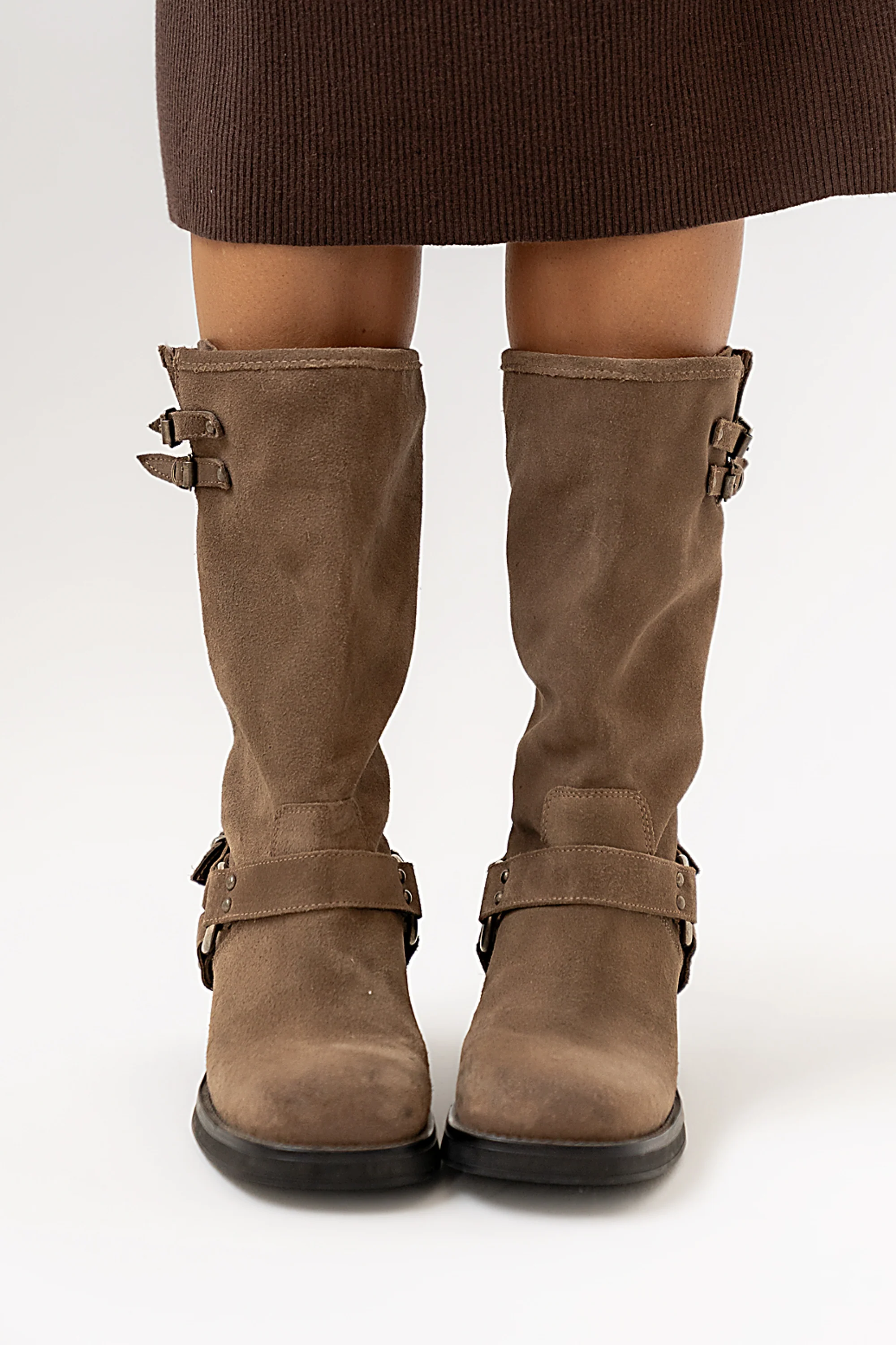 Steve Madden Astor Moto Boot in Taupe Suede - FINAL SALE - Image 4