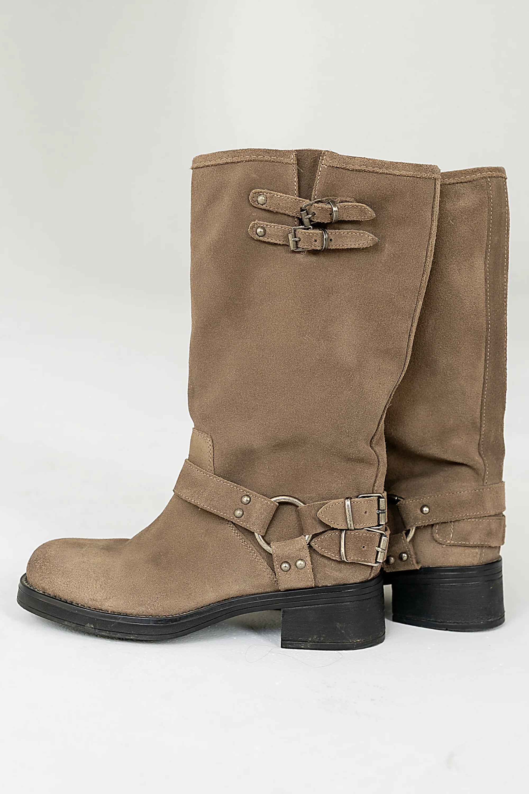 Steve Madden Astor Moto Boot in Taupe Suede - FINAL SALE - Image 6