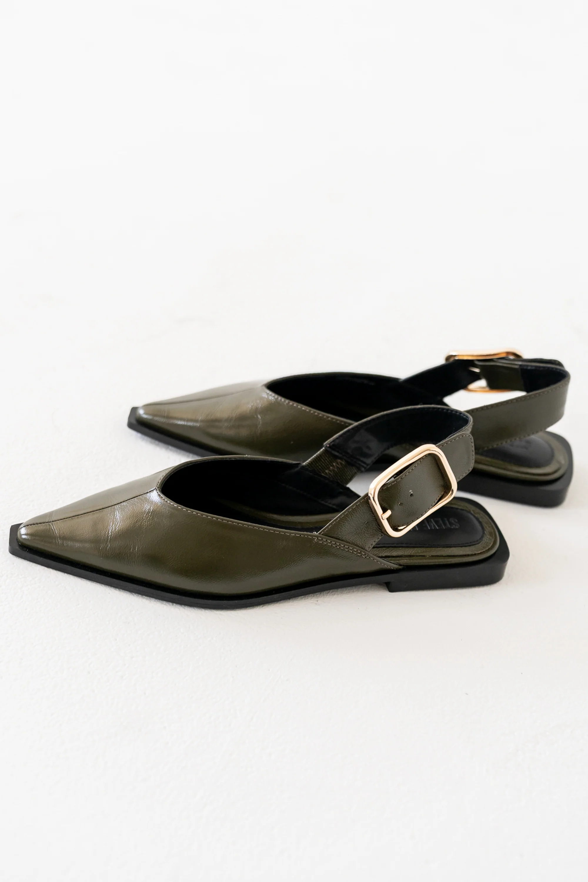 Steve Madden Shay Slingback Flats in Olive - FINAL SALE - Image 2