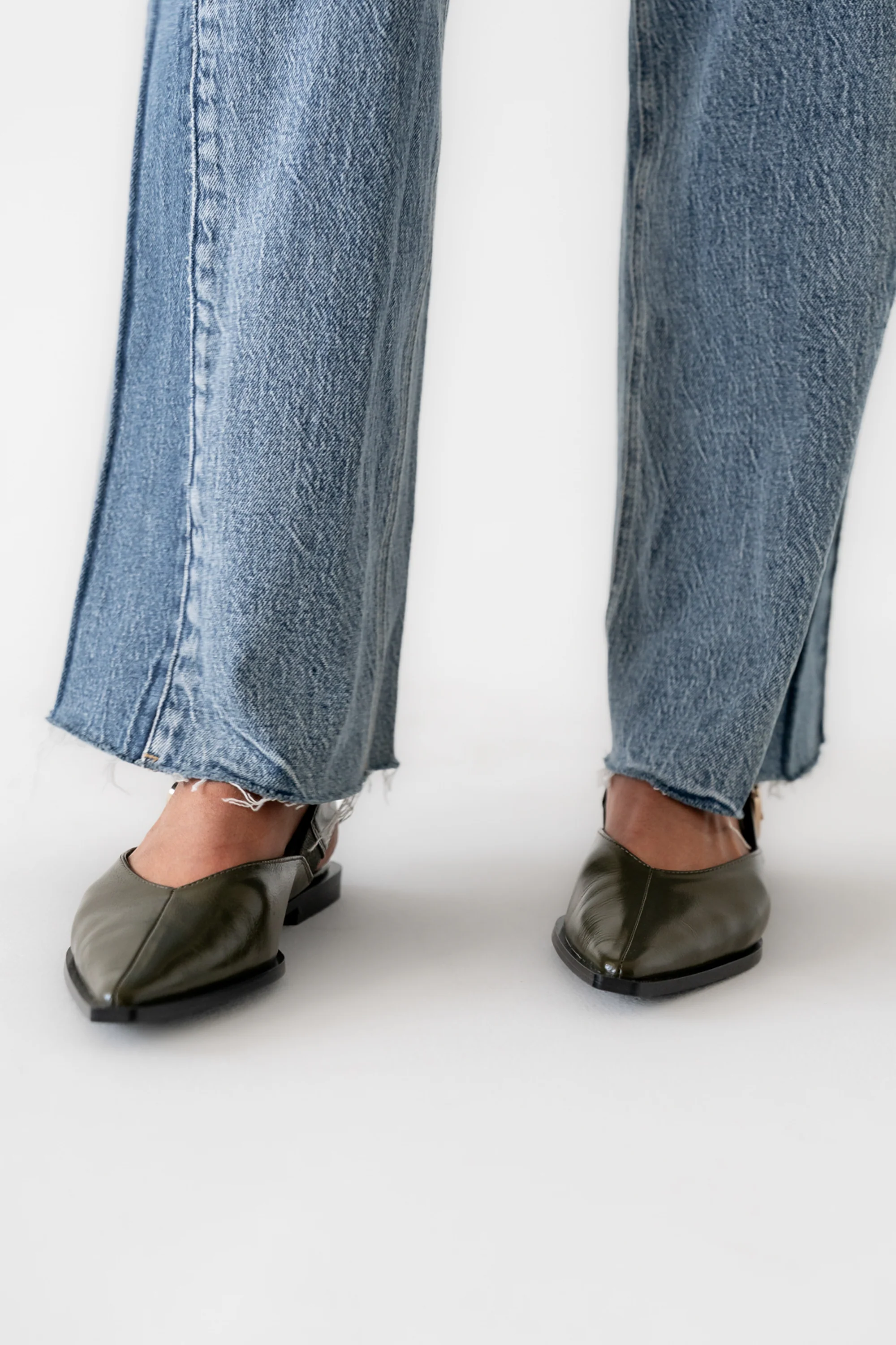 Steve Madden Shay Slingback Flats in Olive - FINAL SALE - Image 3