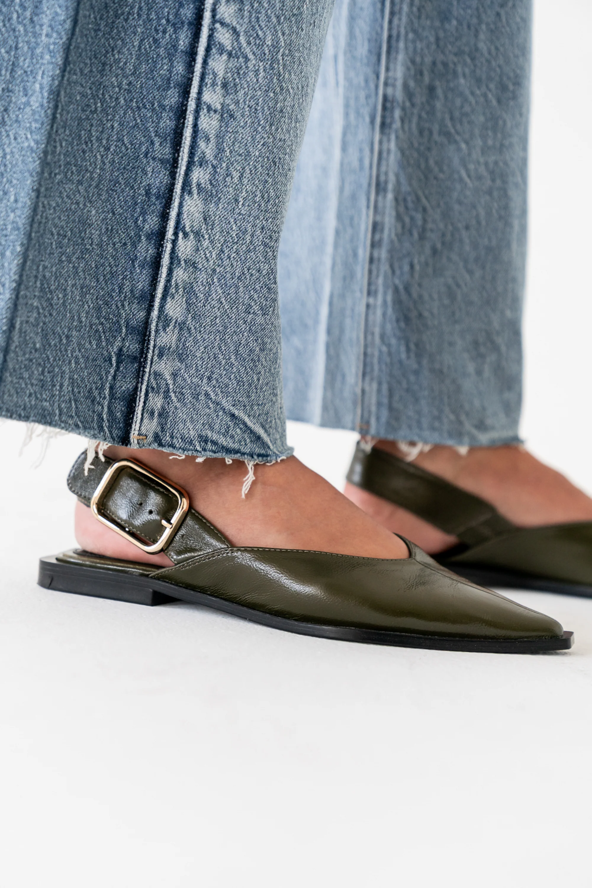 Steve Madden Shay Slingback Flats in Olive - FINAL SALE - Image 4