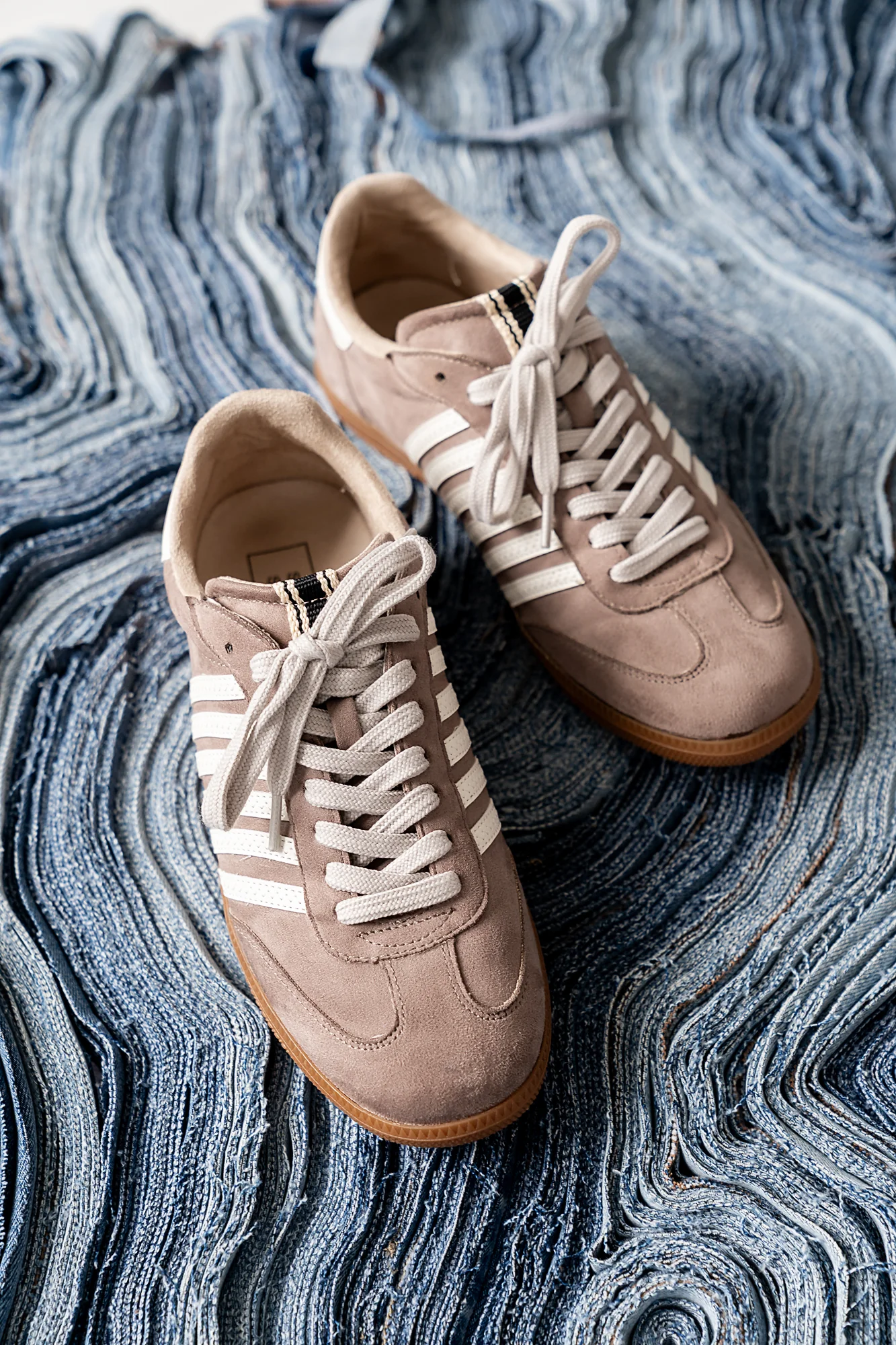 Stevie Striped Sneaker in Taupe - FINAL SALE - Image 2