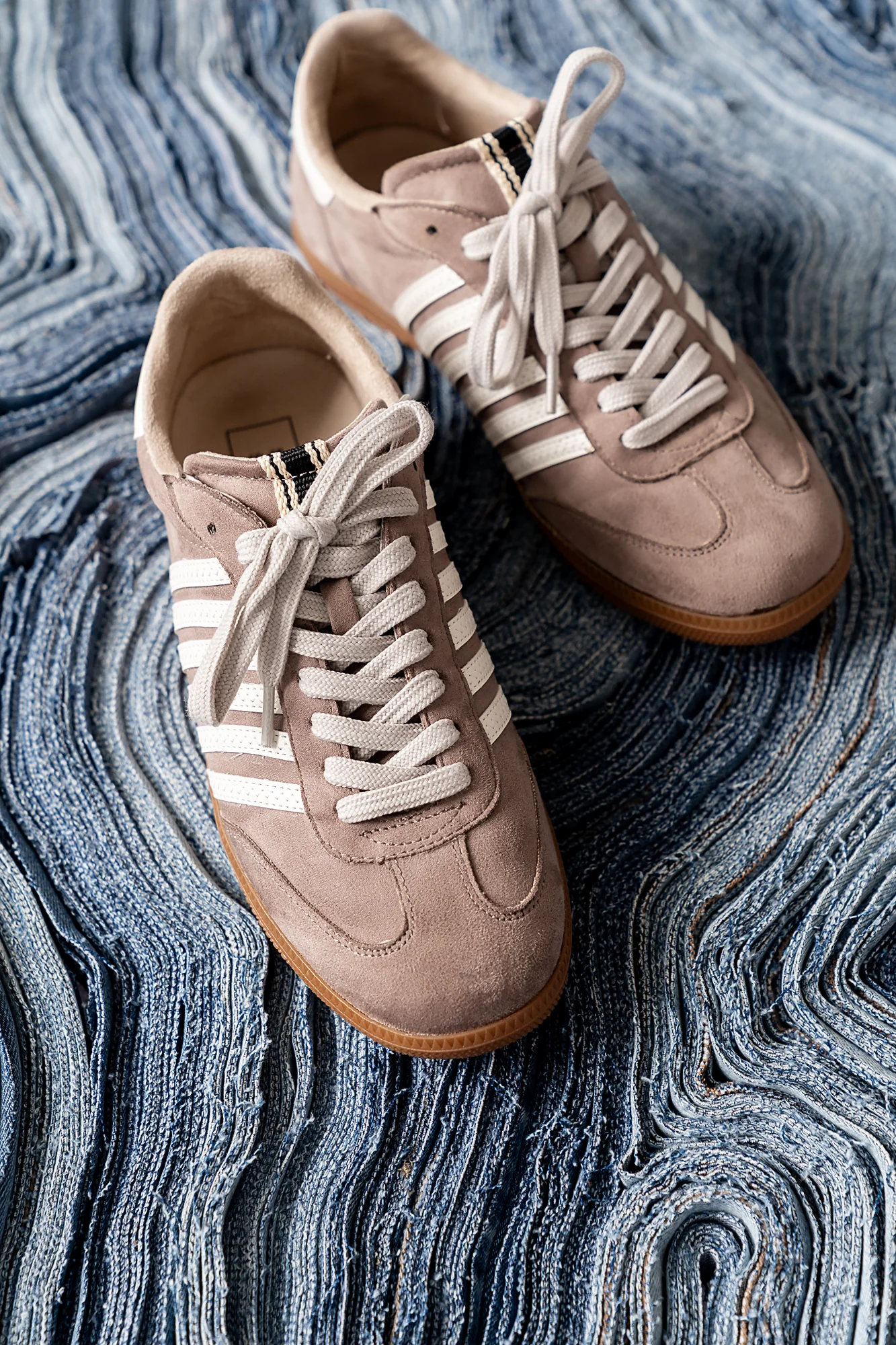 Stevie Striped Sneaker in Taupe - FINAL SALE - Image 3