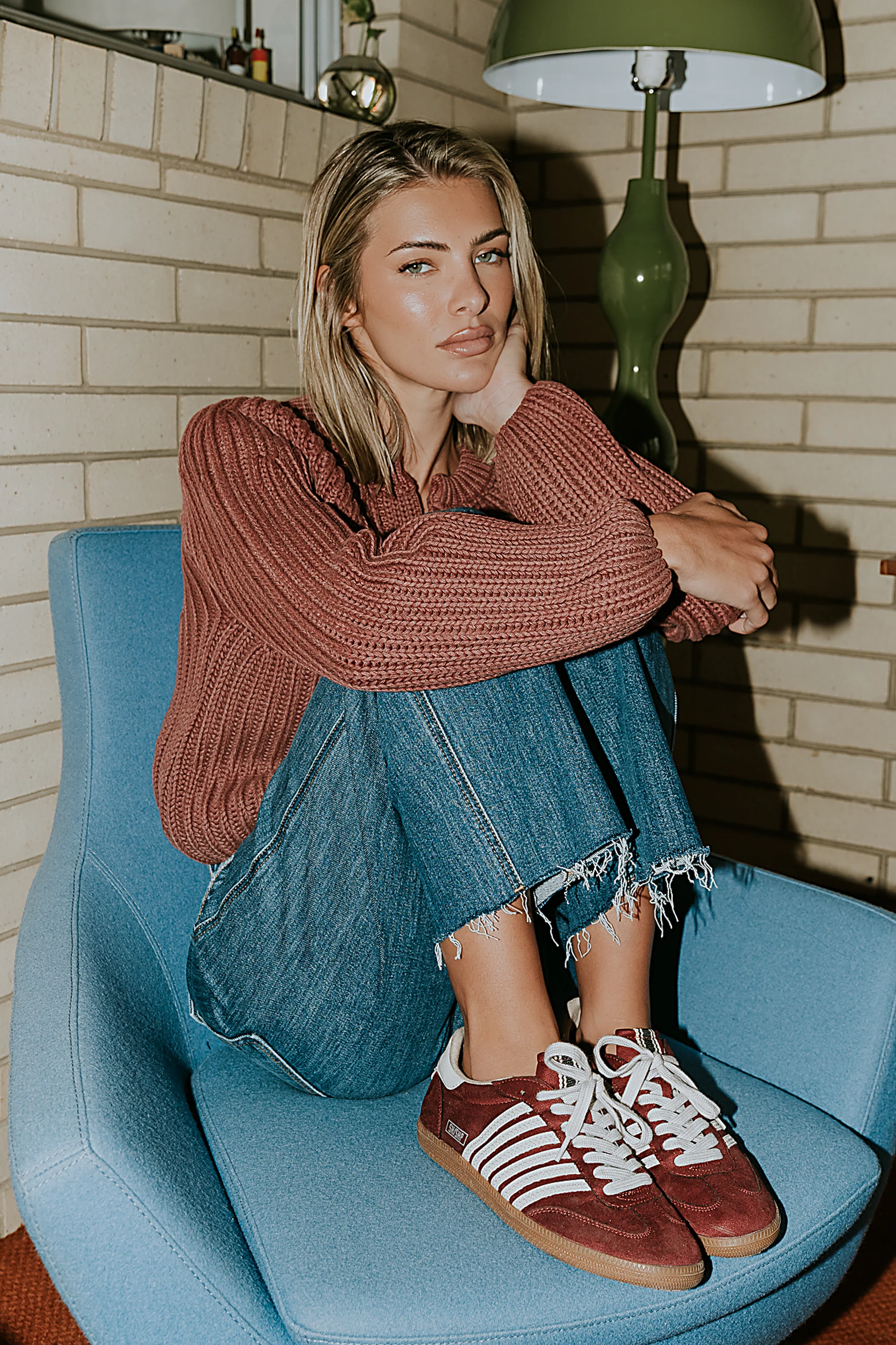 Stevie Striped Sneaker in Wine - FINAL SALE - Image 2