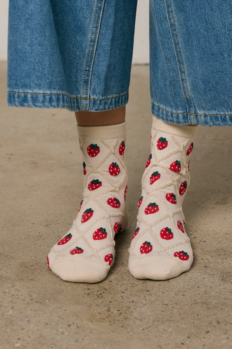 Strawberry Socks in Beige - Image 3