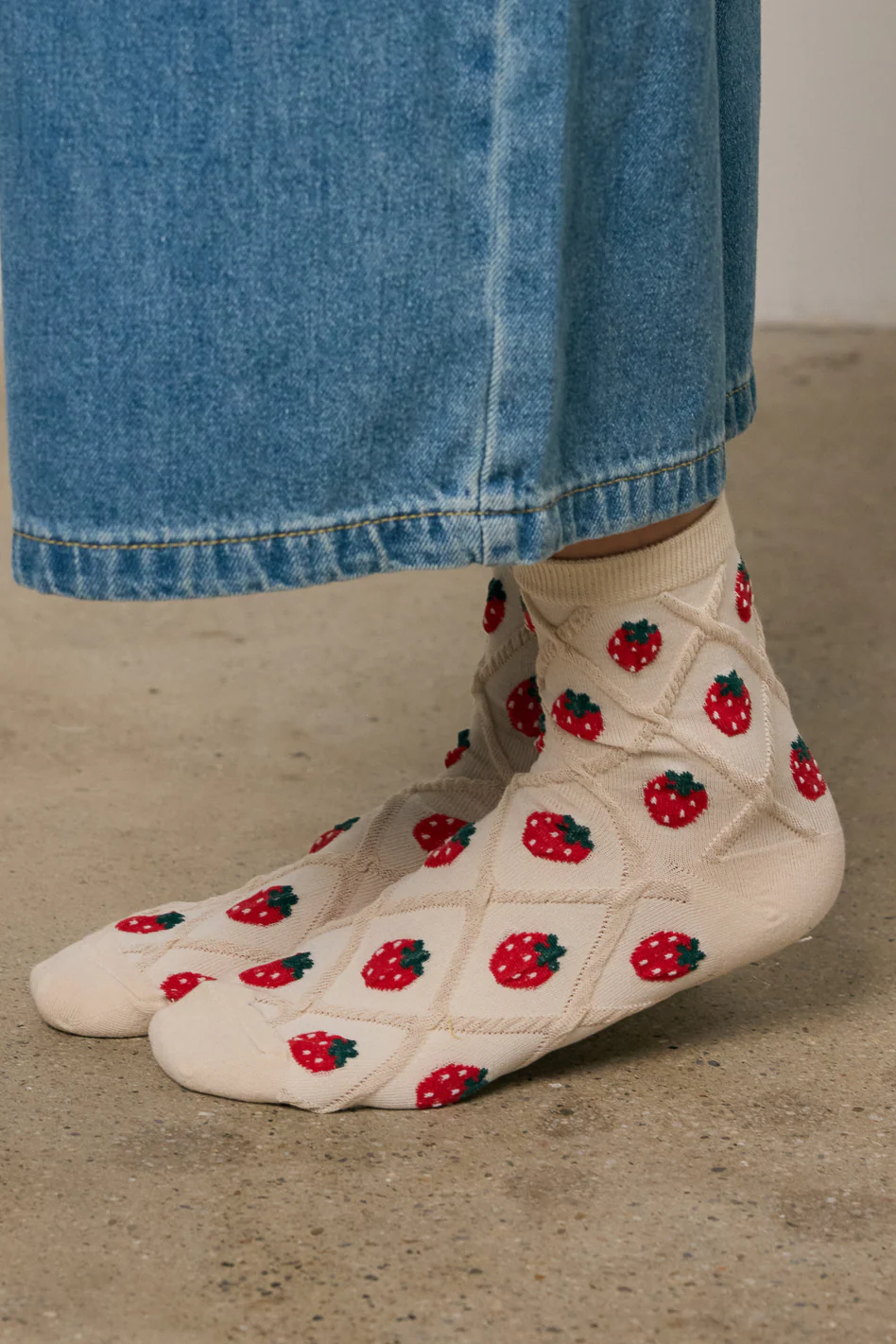 Strawberry Socks in Beige - Image 4
