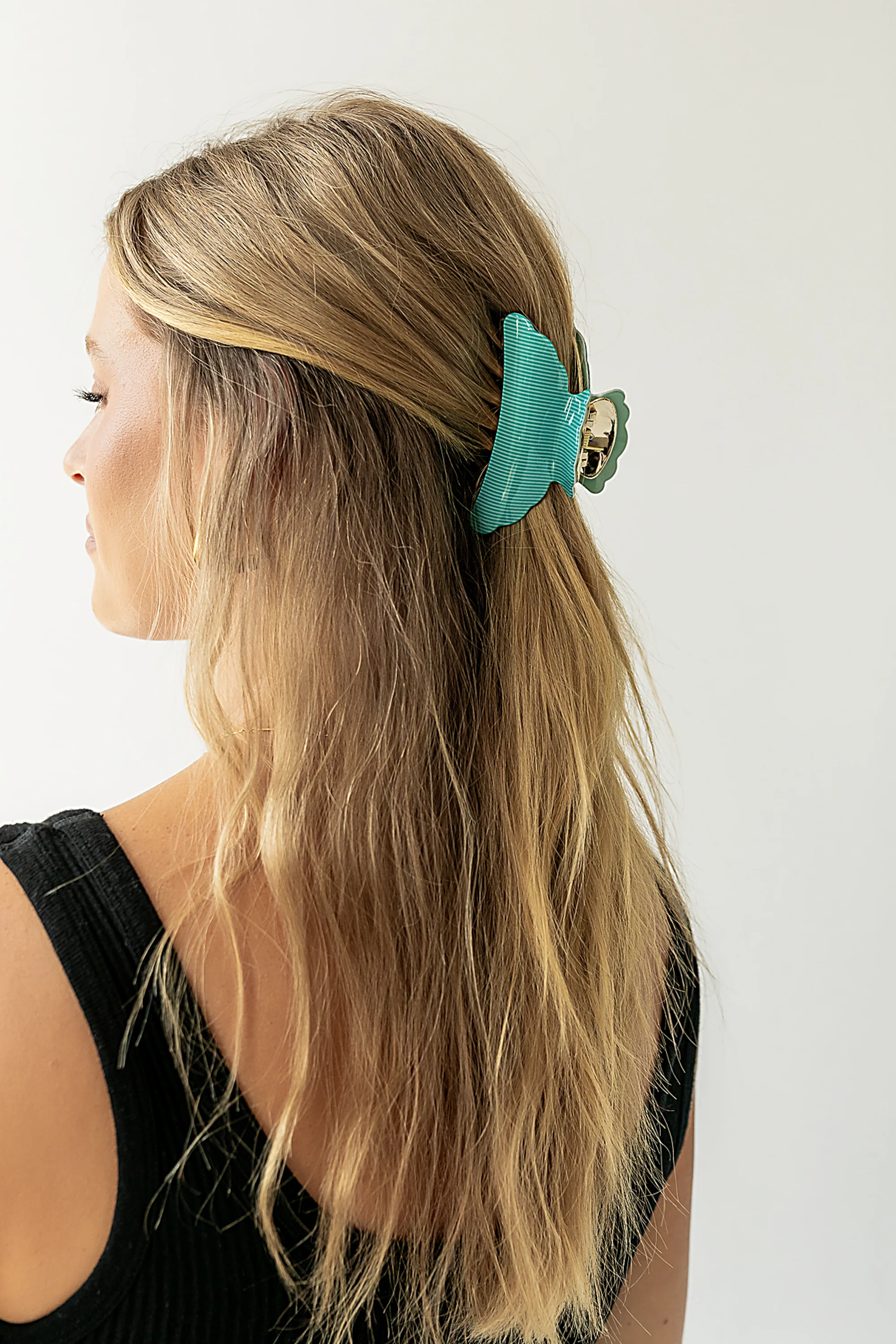 Striped Claw Clip in Turquoise - Image 3