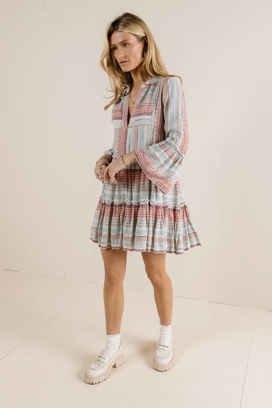 Striped Textured Mini Dress - FINAL SALE - Image 4