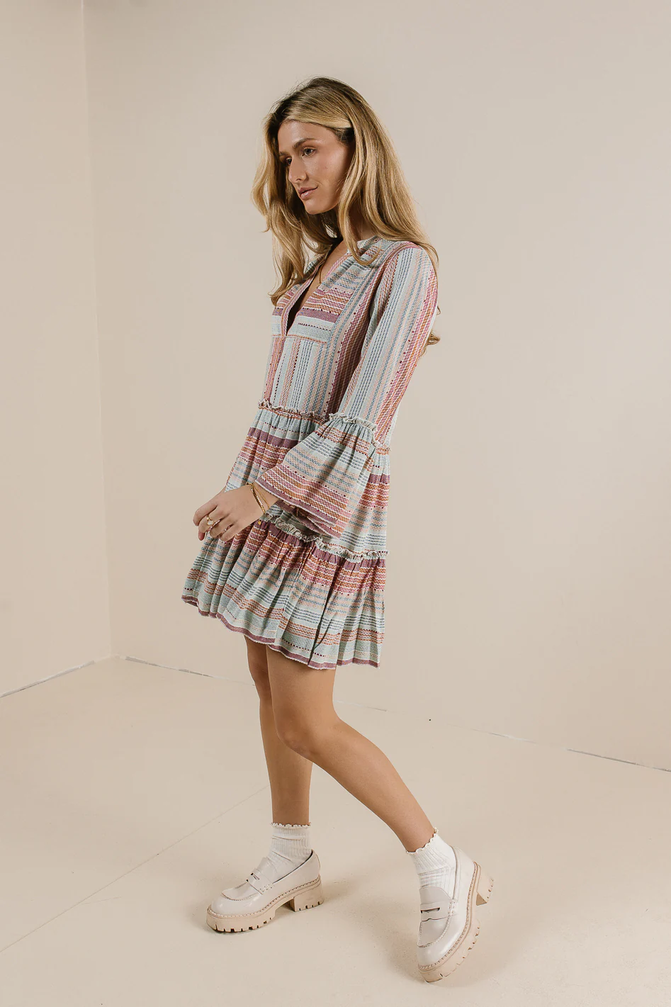 Striped Textured Mini Dress - FINAL SALE - Image 5