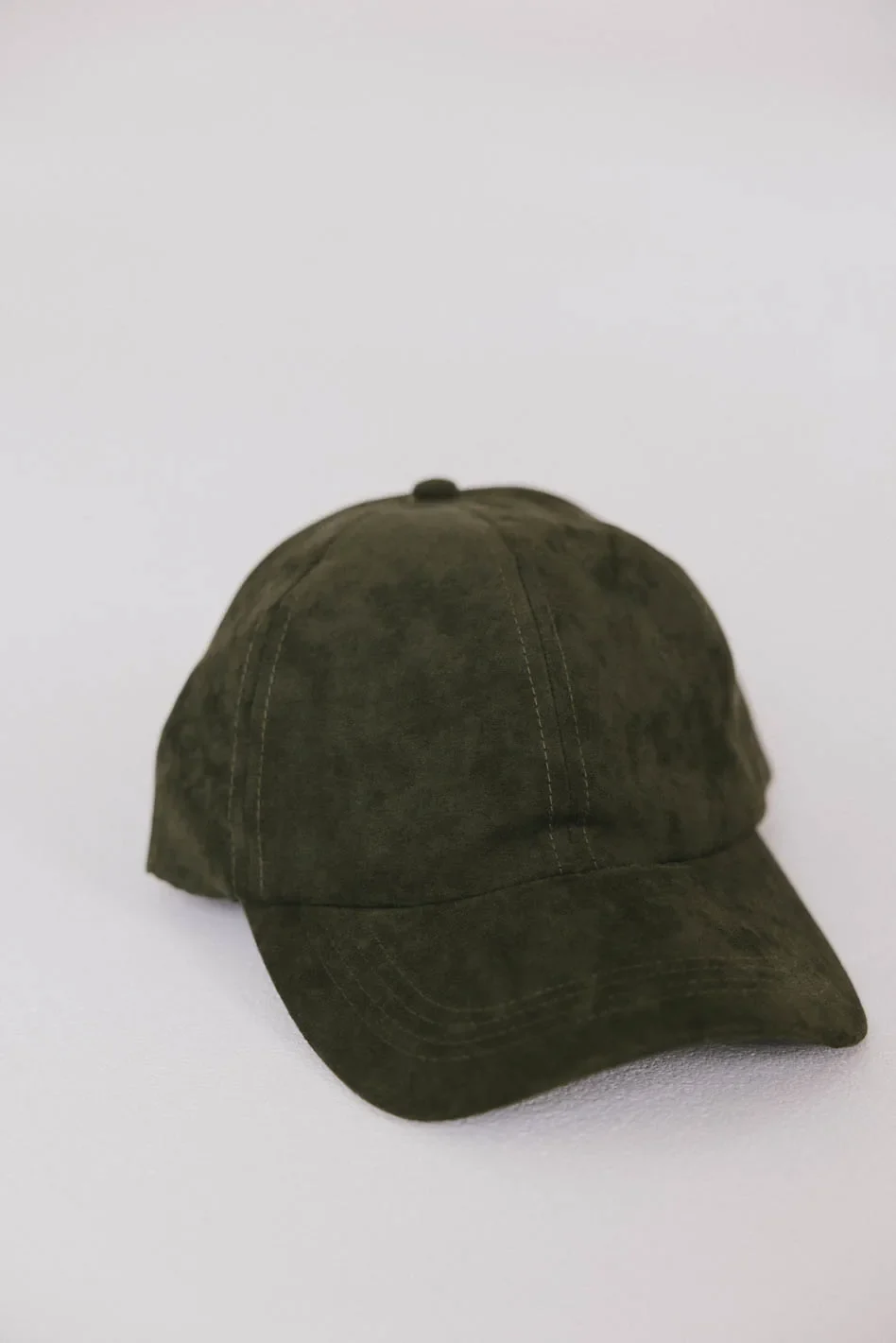 Suede Baseball Cap in Olive - FINAL SALE