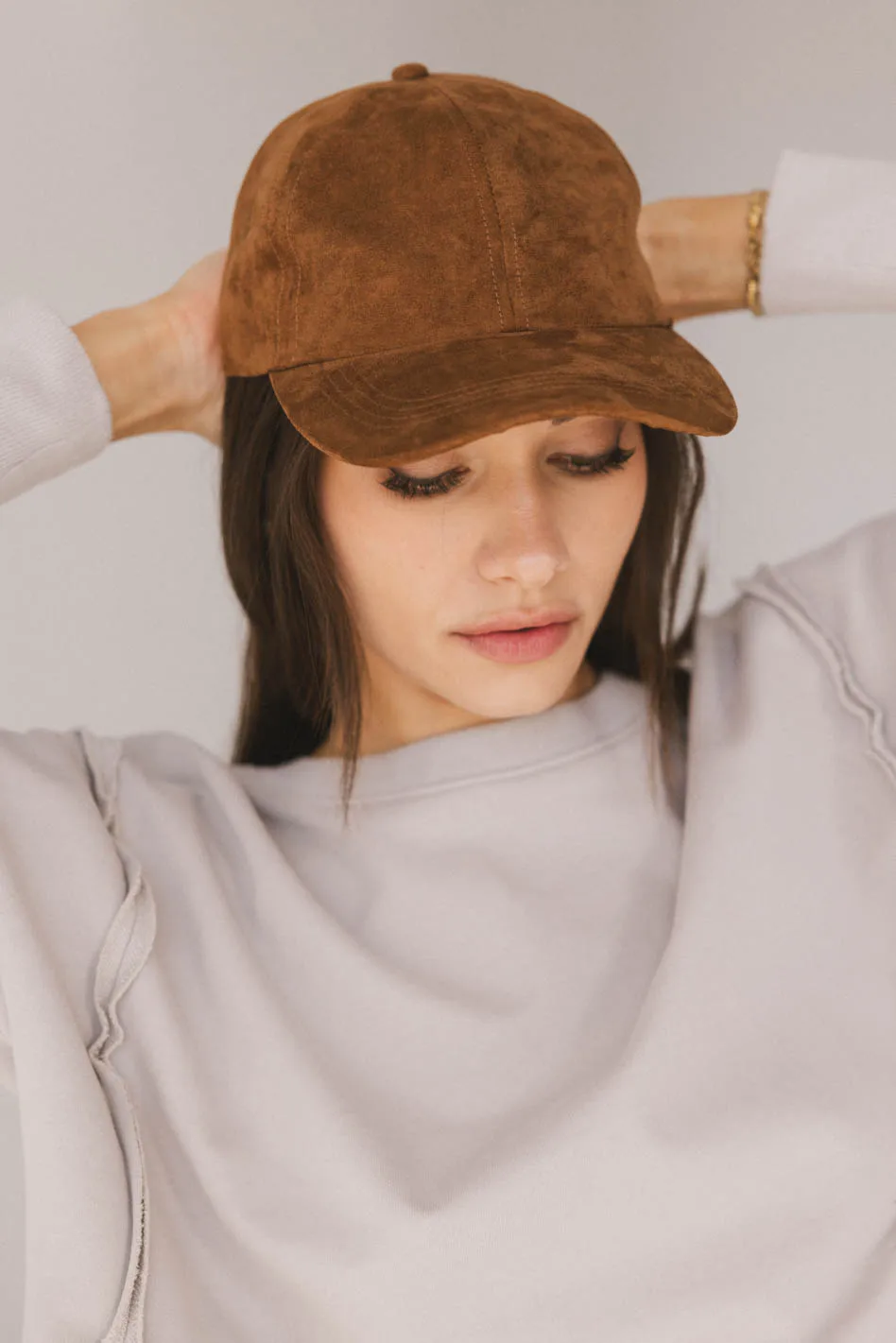 Suede Baseball Cap in Cognac - FINAL SALE - Image 5