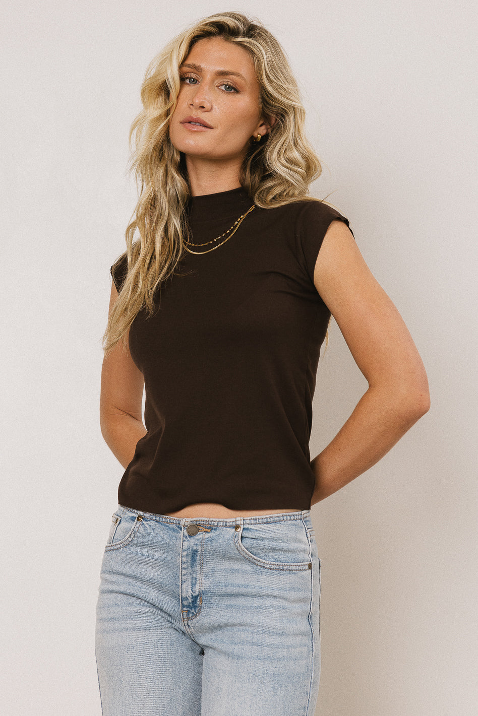 Sunny Mock Neck Top in Brown - FINAL SALE - Image 4
