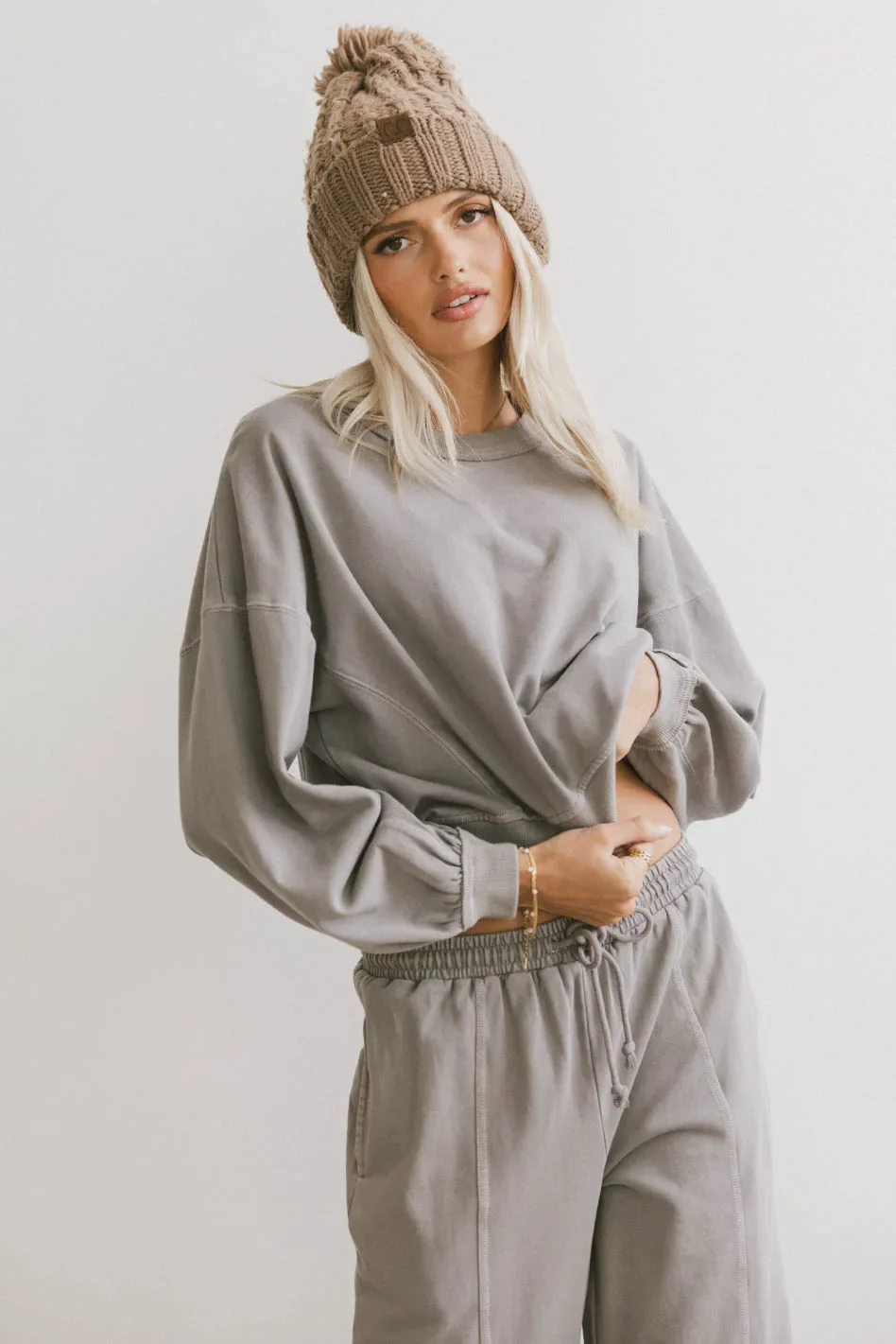 Sutton Exposed Seam Crewneck in Grey - FINAL SALE - Image 5