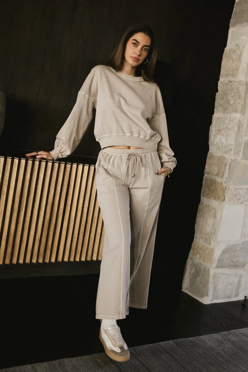 Sutton Exposed Seam Crewneck in Bone - FINAL SALE - Image 3
