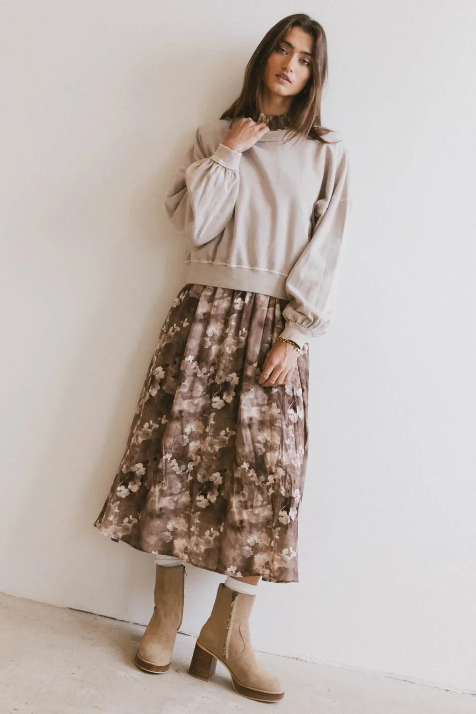 Sutton Exposed Seam Crewneck in Bone - FINAL SALE - Image 6