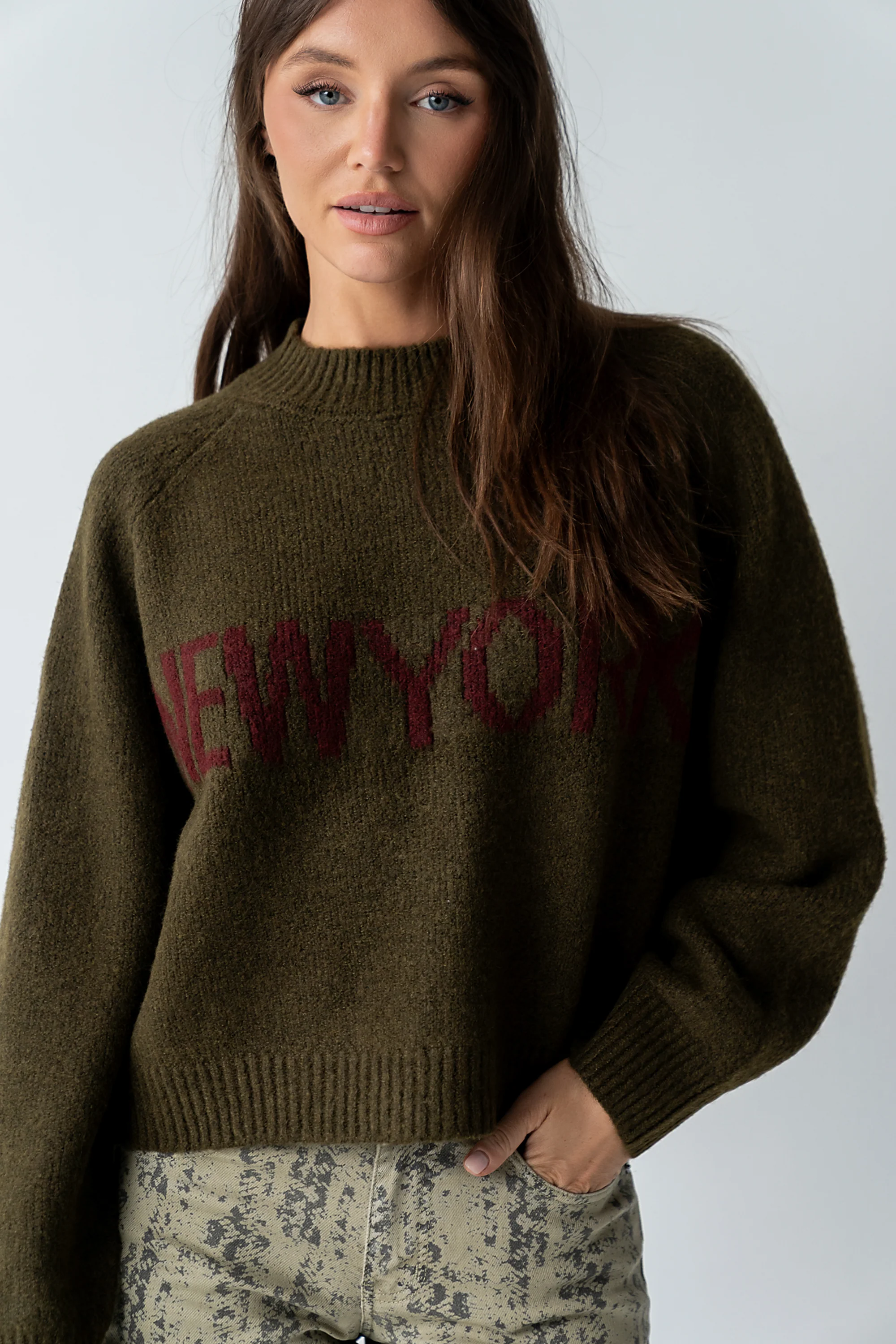 Suzie Graphic Sweater in Olive - FINAL SALE - Image 5
