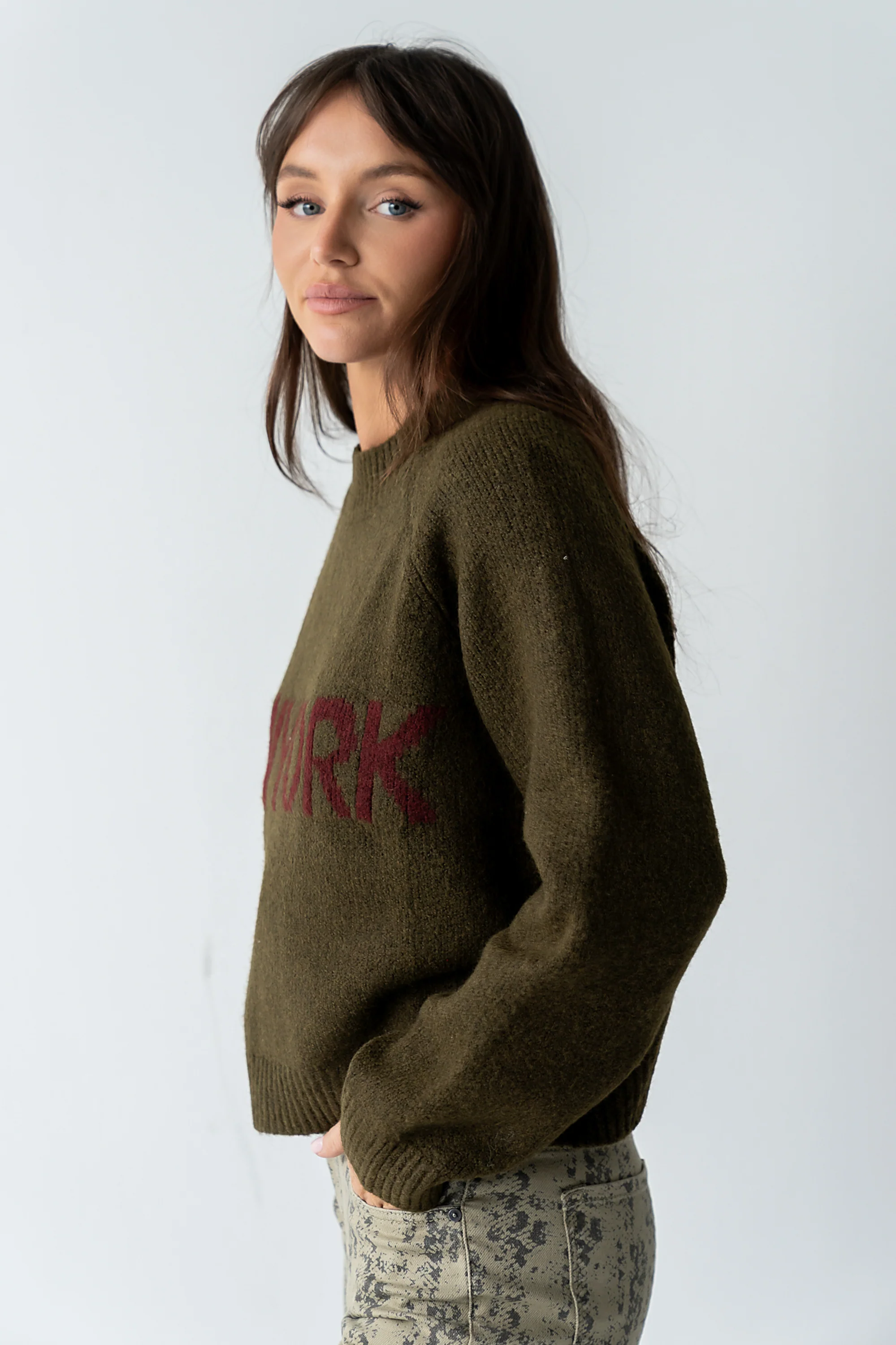 Suzie Graphic Sweater in Olive - FINAL SALE - Image 6