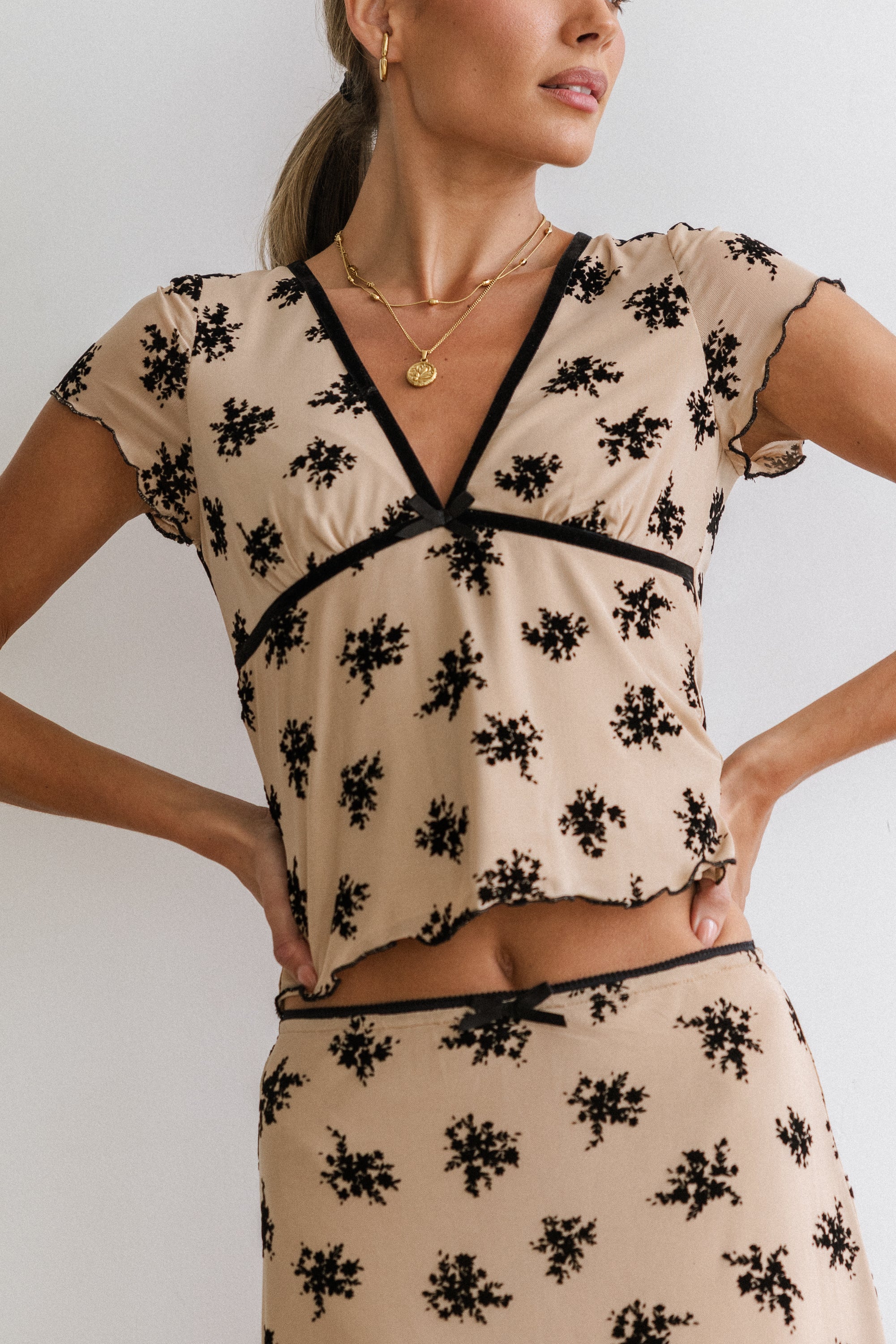 Tabitha Floral Mesh Top - FINAL SALE - Image 3