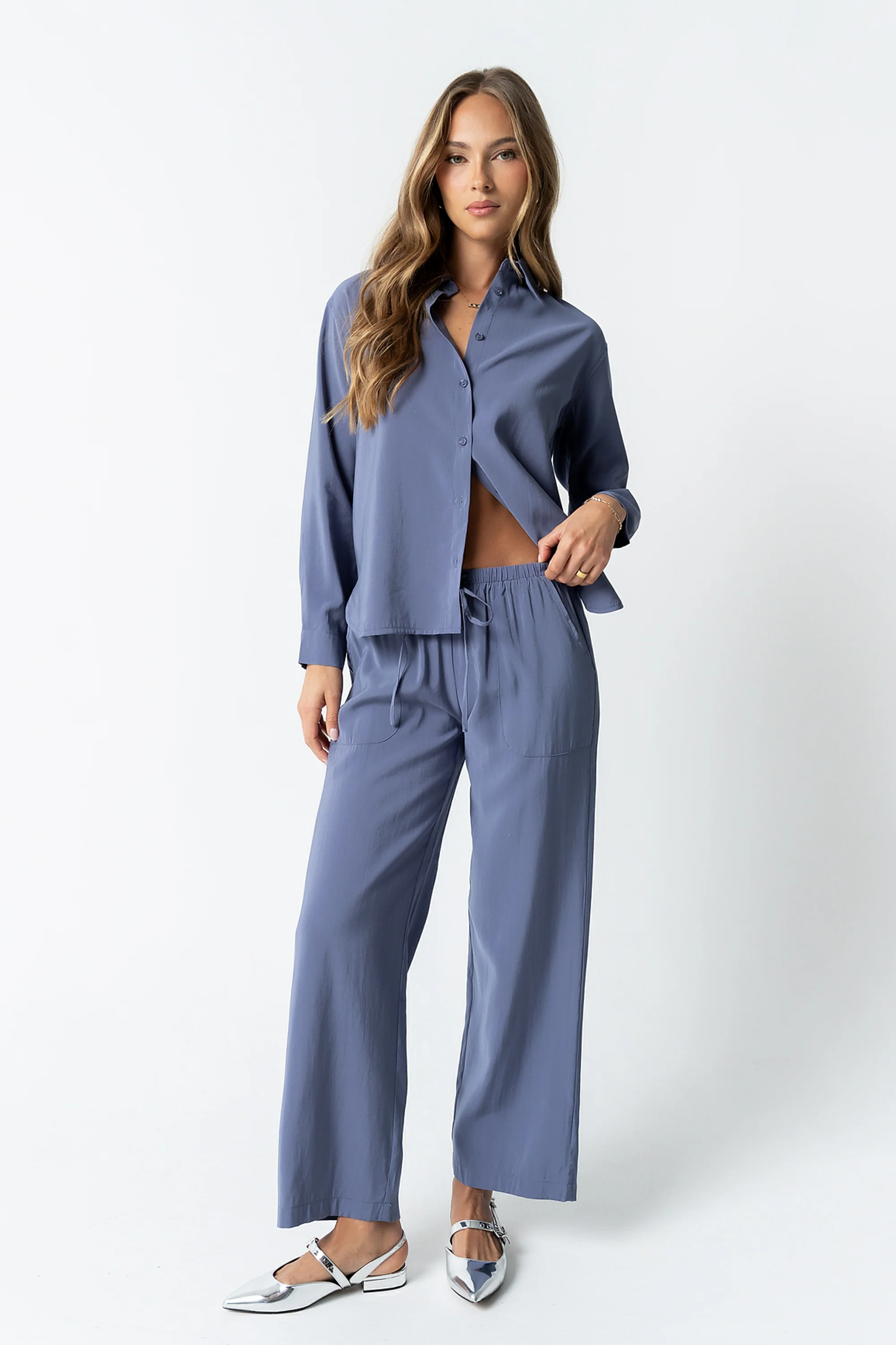 Tacie Wide Leg Pants in Blue - FINAL SALE - Image 2